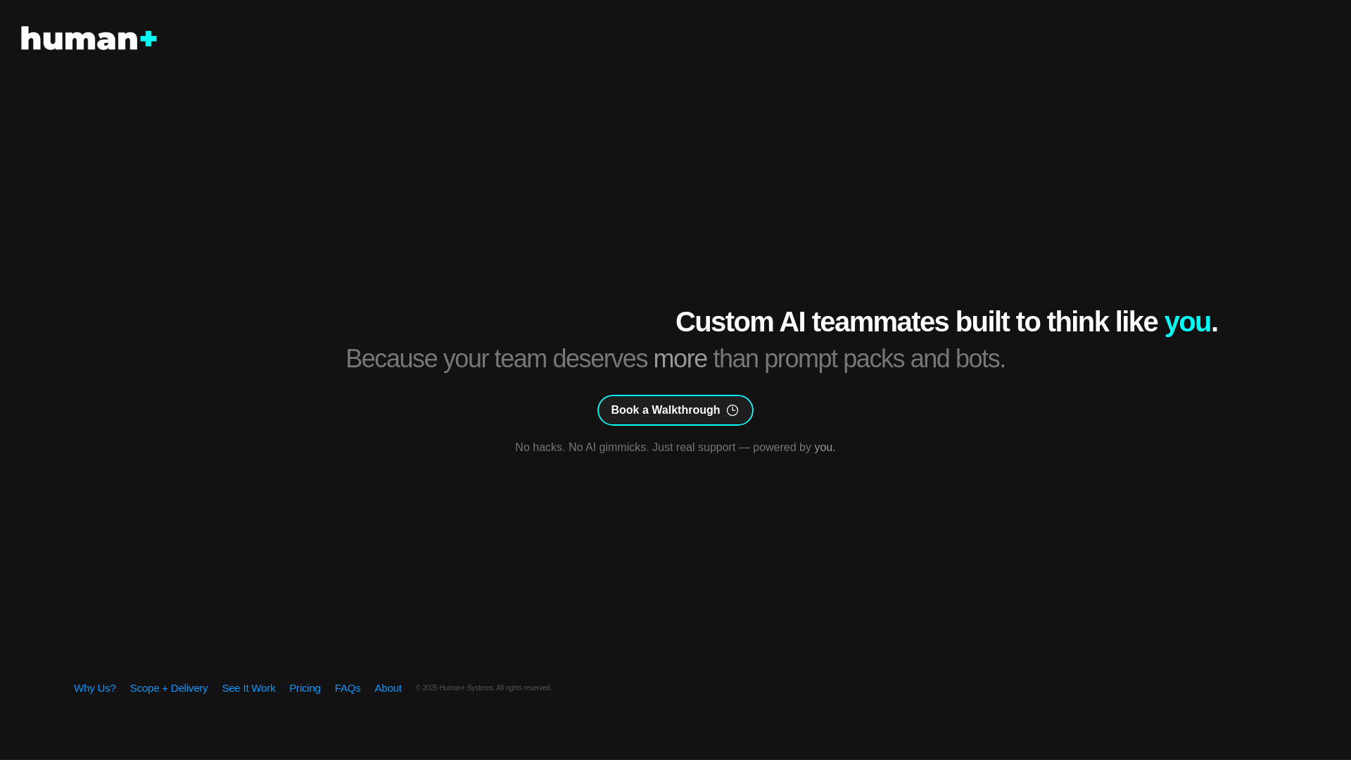 website screenshot of https://humanplus.systems/