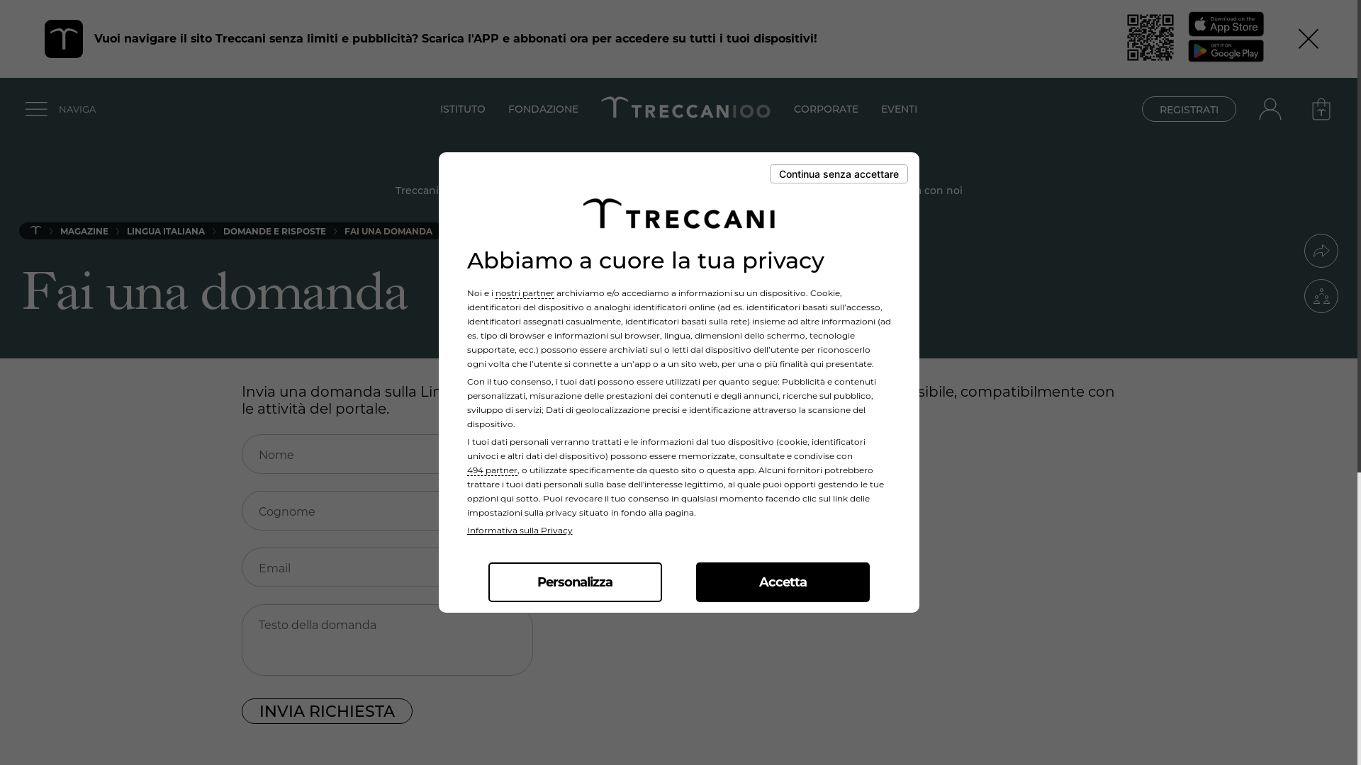 website screenshot of https://telodicetreccani.it/