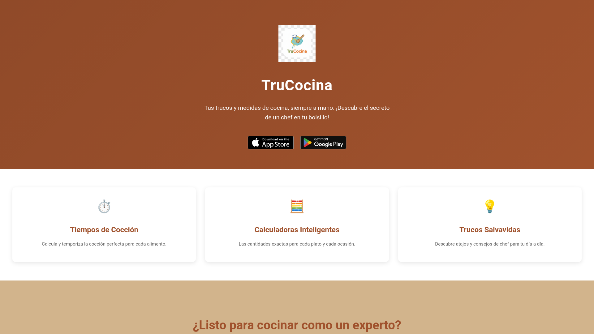 website screenshot of https://trucocina.app/