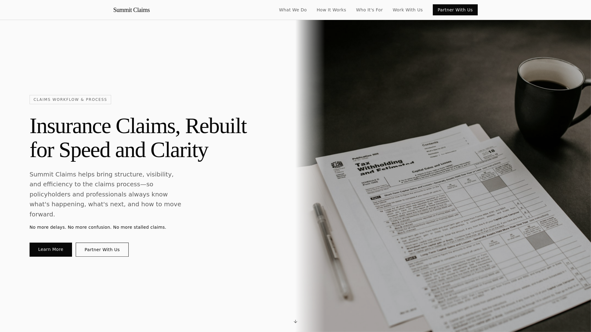 website screenshot of https://summitclaimsgroup.com/