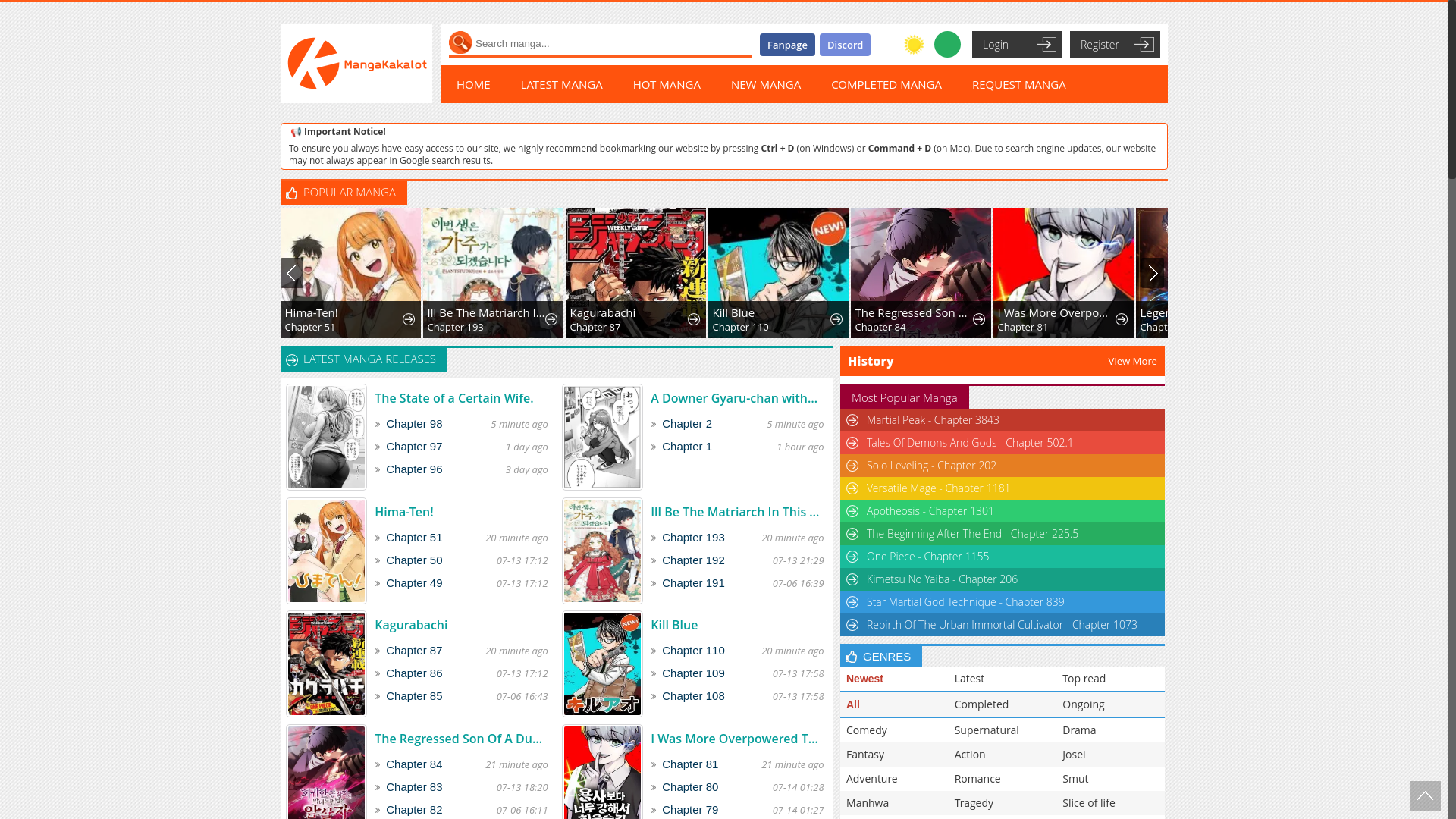 website screenshot of https://www.bing.com/ck/a?!&&p=59bd37ccd2e997eaae565cf47bee7fccb412525b41b535aae7720ab76a9e93d3JmltdHM9MTc1Mjk2OTYwMA&ptn=3&ver=2&hsh=4&fclid=23328a53-f154-6329-0881-9c4bf0736211&psq=manganato&u=a1aHR0cHM6Ly93d3cubWFuZ2FrYWthbG90LmdnLw&ntb=1