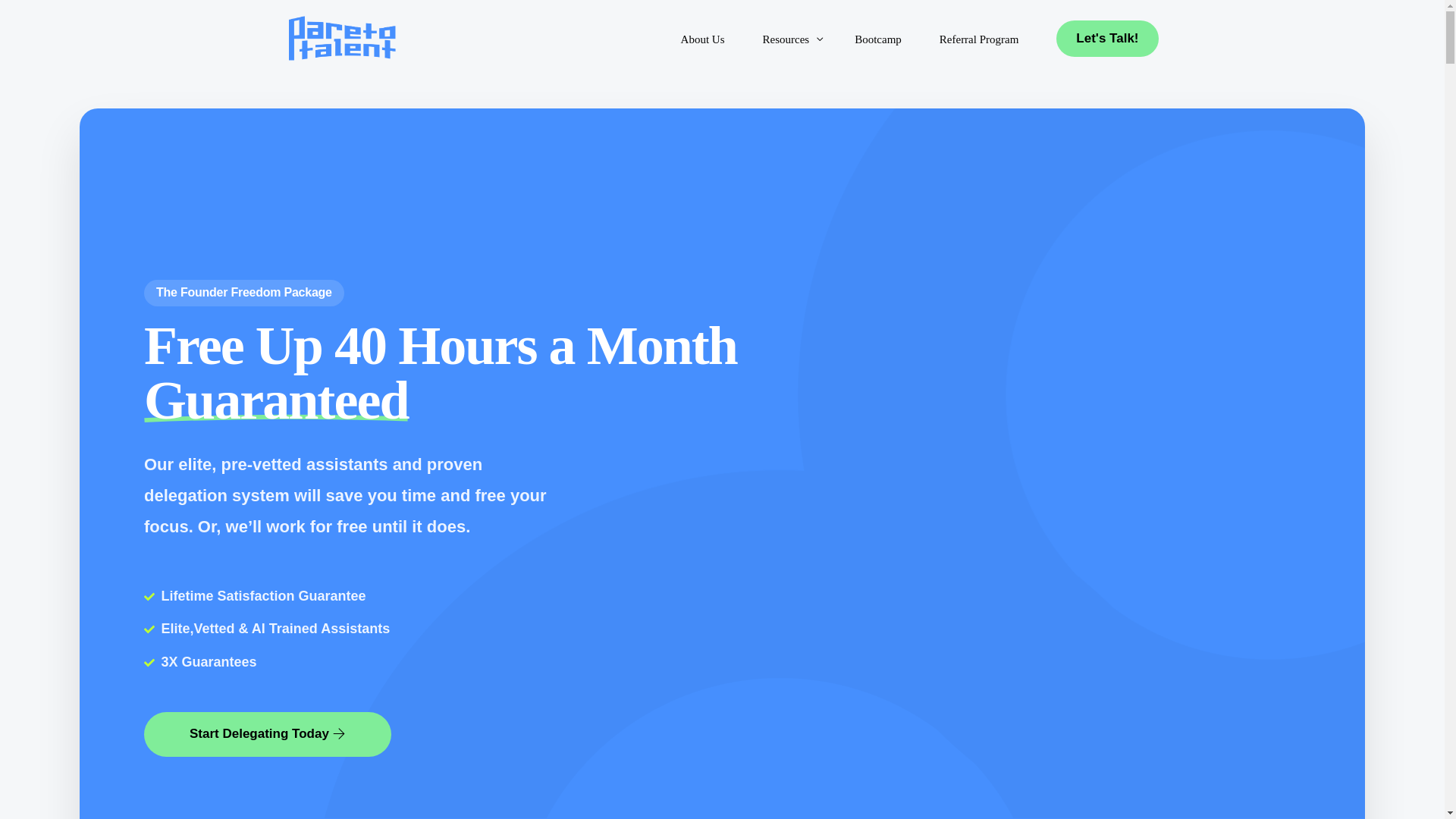 website screenshot of https://paretotalentea.com/