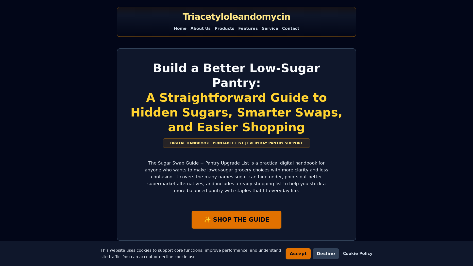 website screenshot of https://triacetyloleandomycin.site