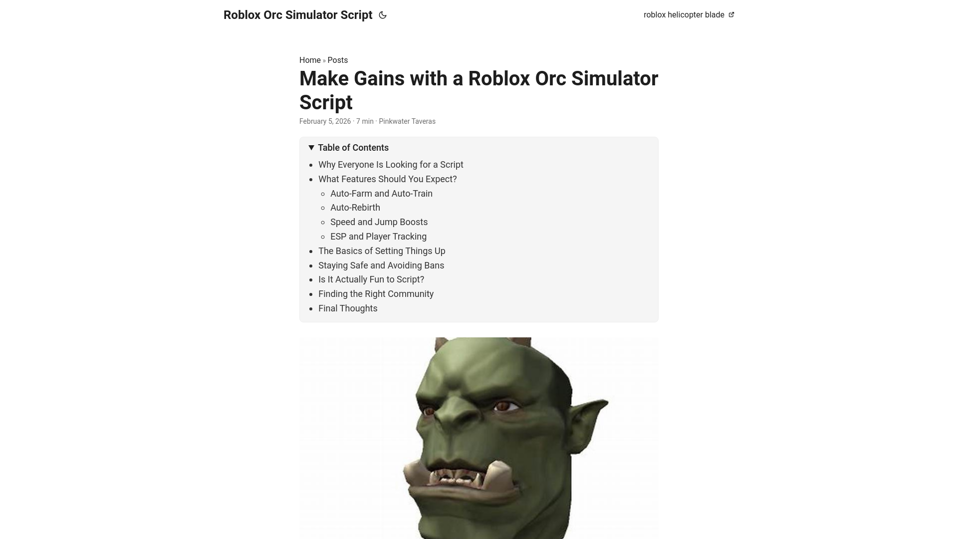 website screenshot of https://roblox-orc-simulator-script.pages.dev/