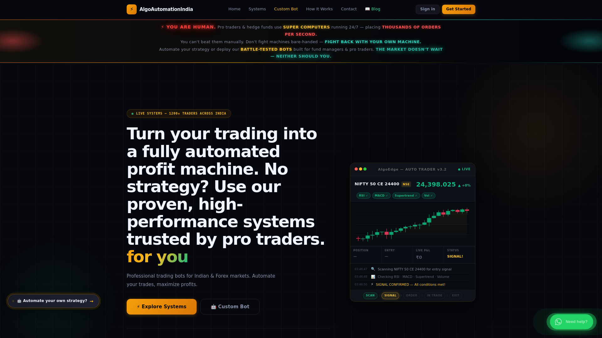 website screenshot of https://algoautomationindia.com/
