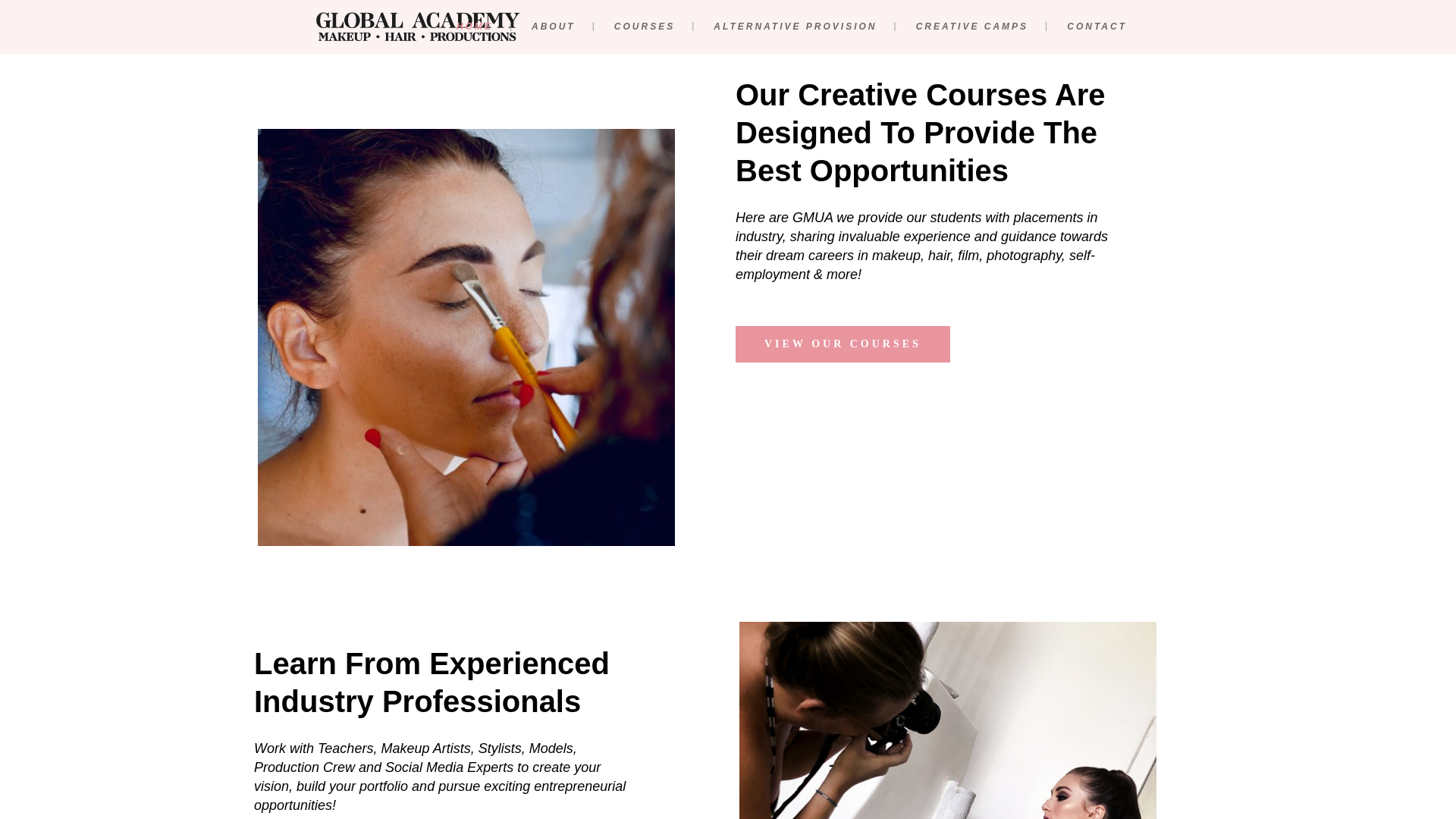 website screenshot of https://www.globalmakeupacademy.co.uk/