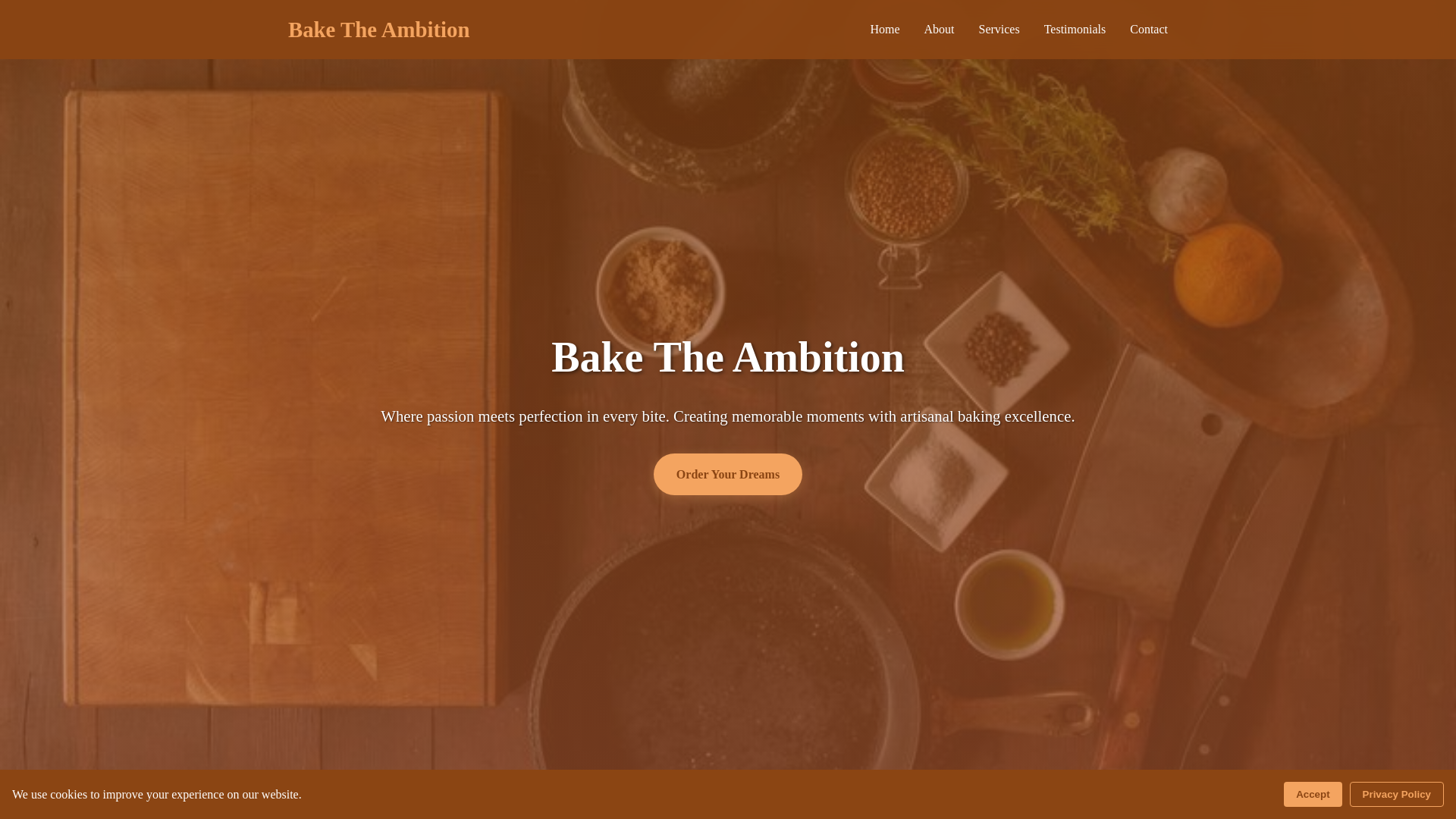 website screenshot of https://baketheambition.shop/