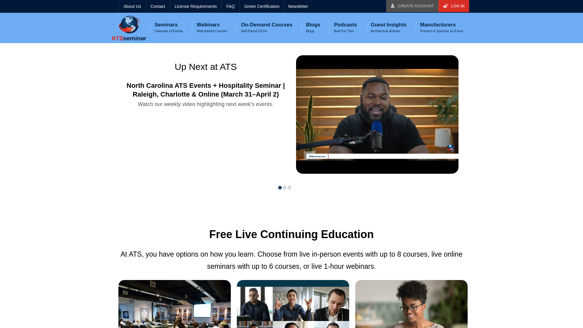website screenshot of https://atsseminarsolutions.com/