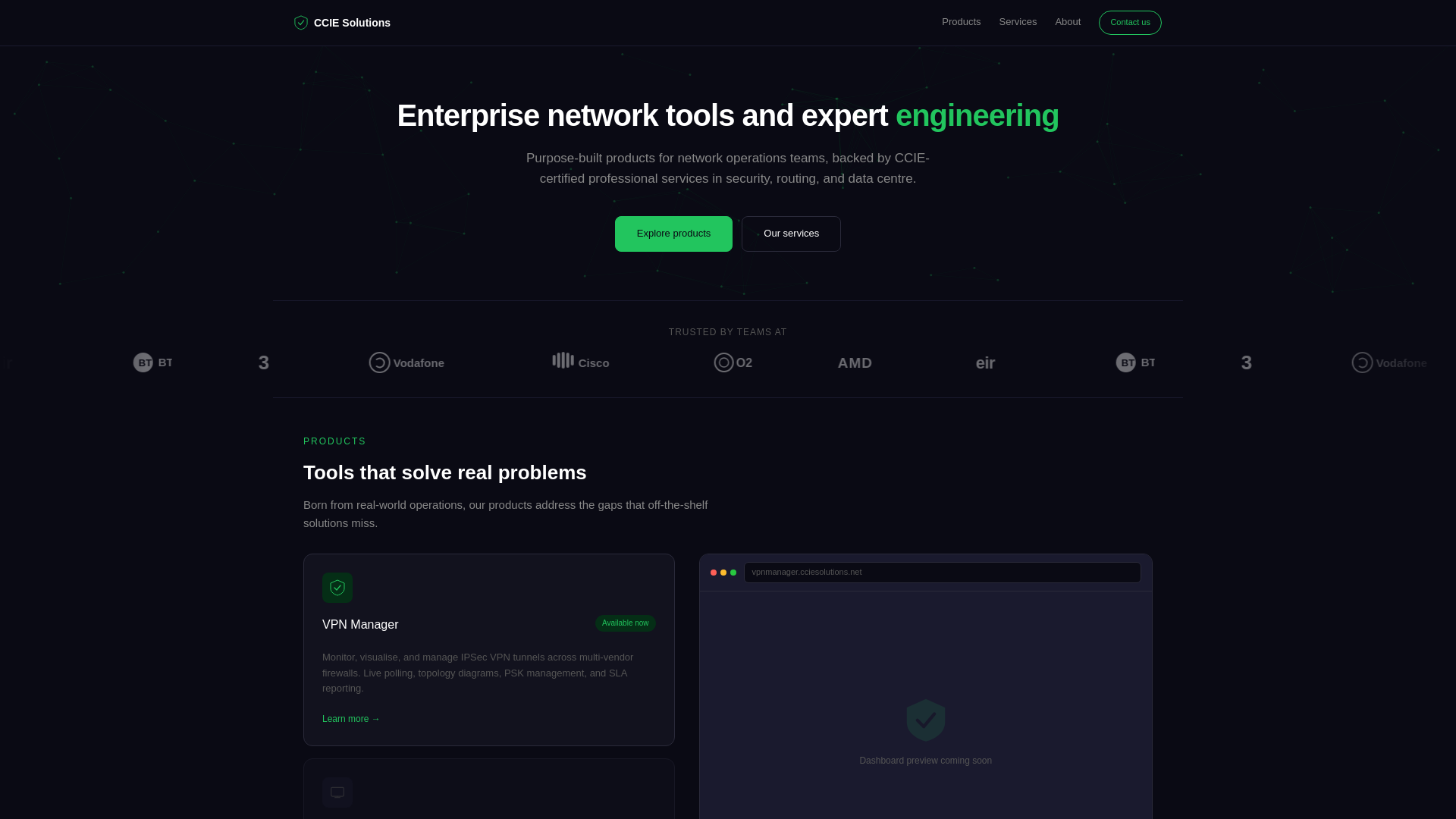 website screenshot of https://cciesolutions.net