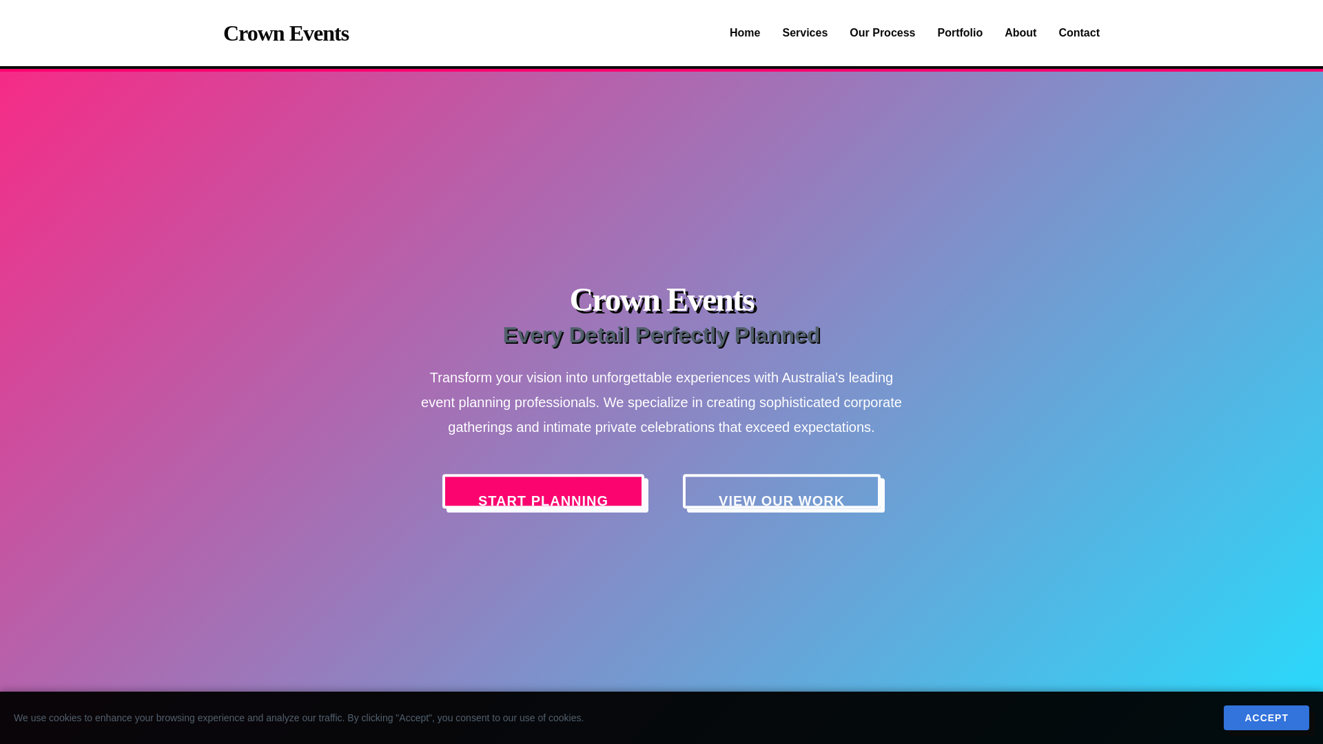 website screenshot of https://crownevents.space