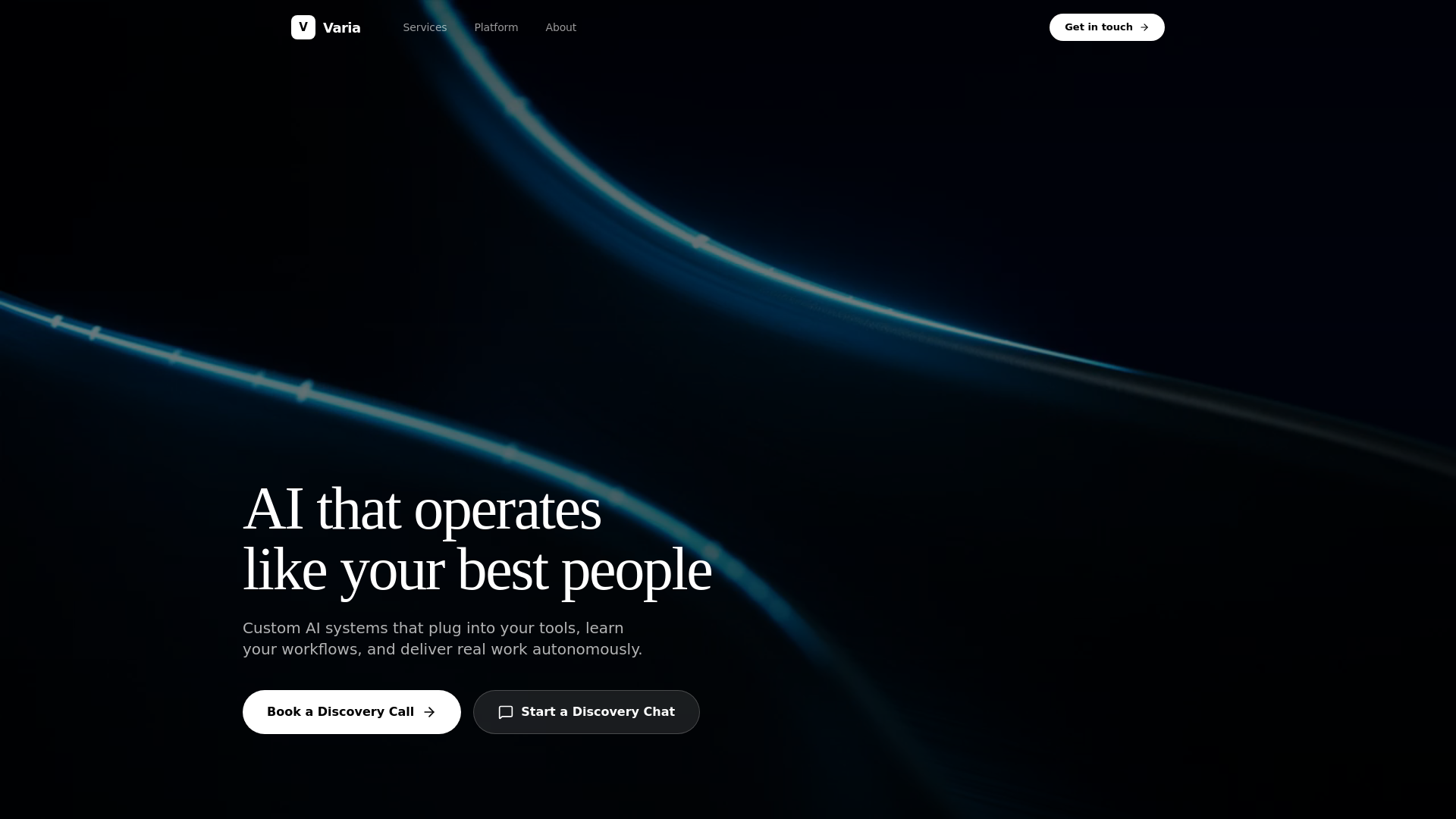website screenshot of https://meetvaria.com