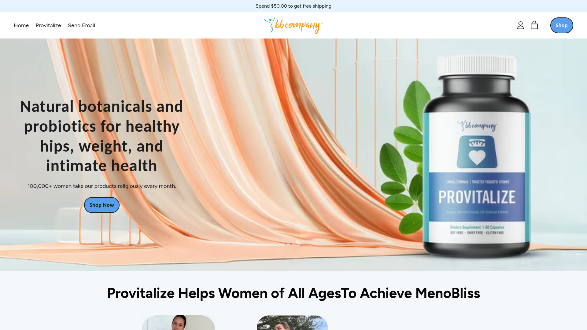 website screenshot of https://tryprovitalize.website/