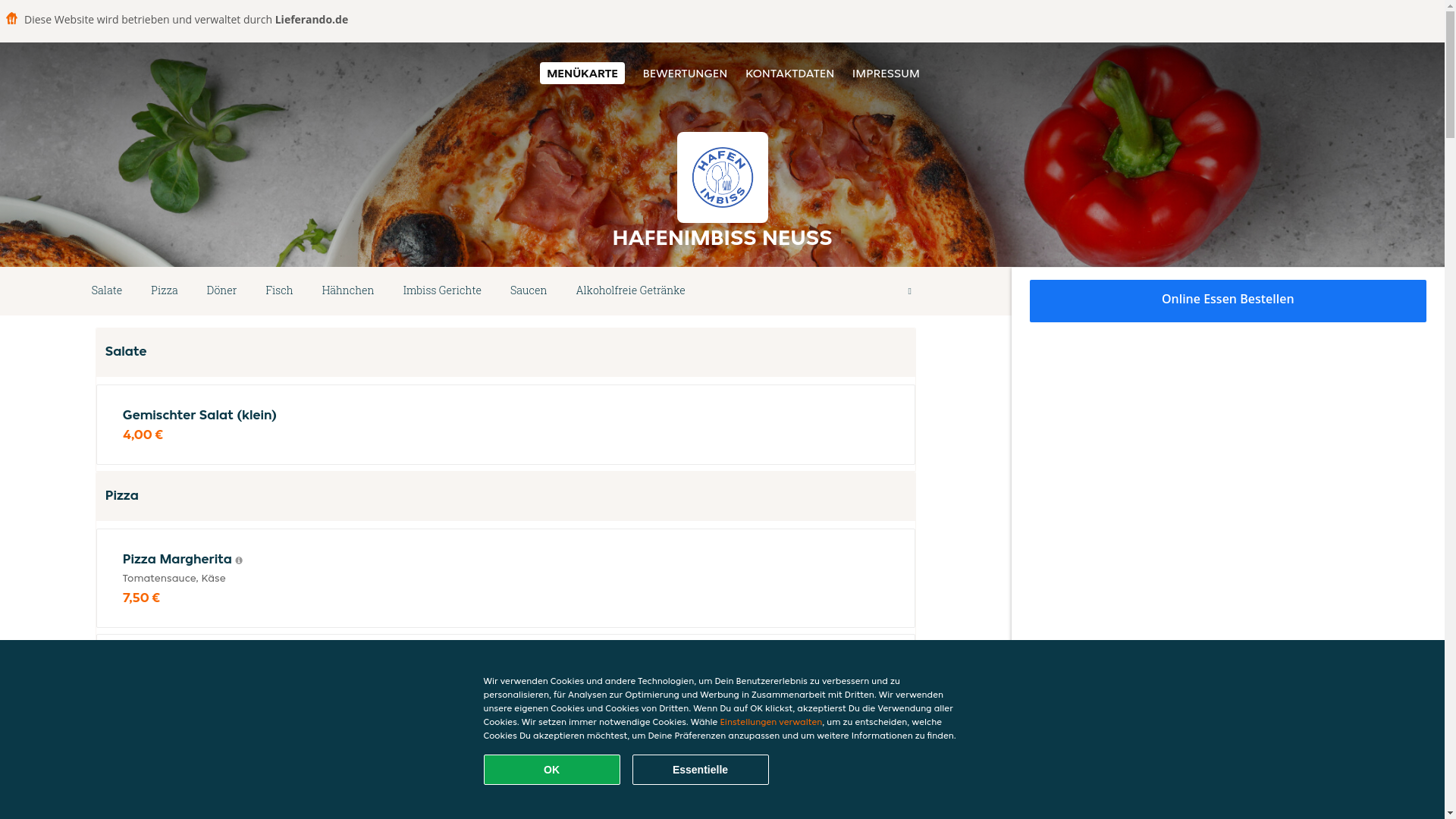 website screenshot of https://hafenimbiss-neuss.de/