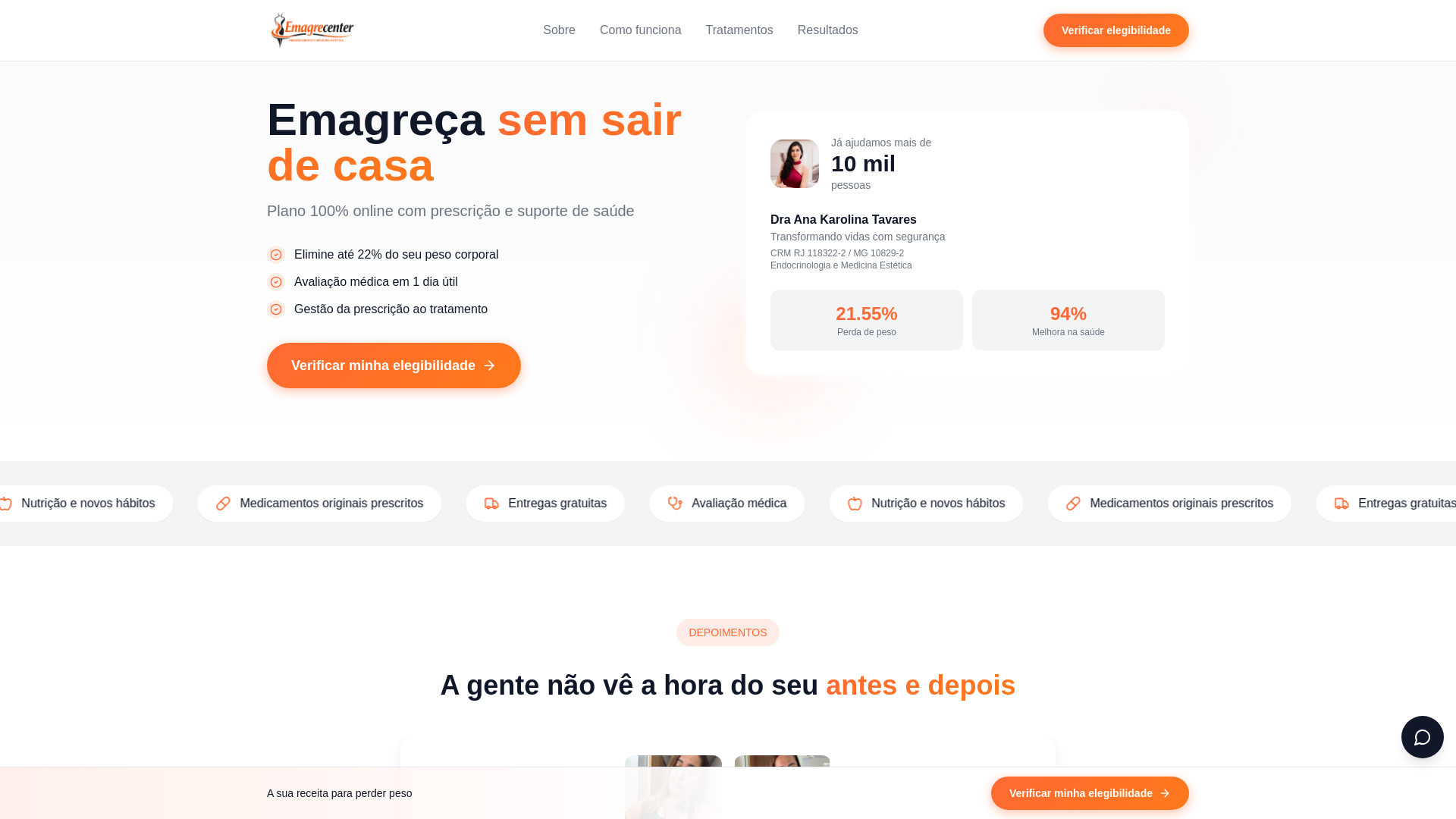 website screenshot of https://emagrecentervzp.com.br/