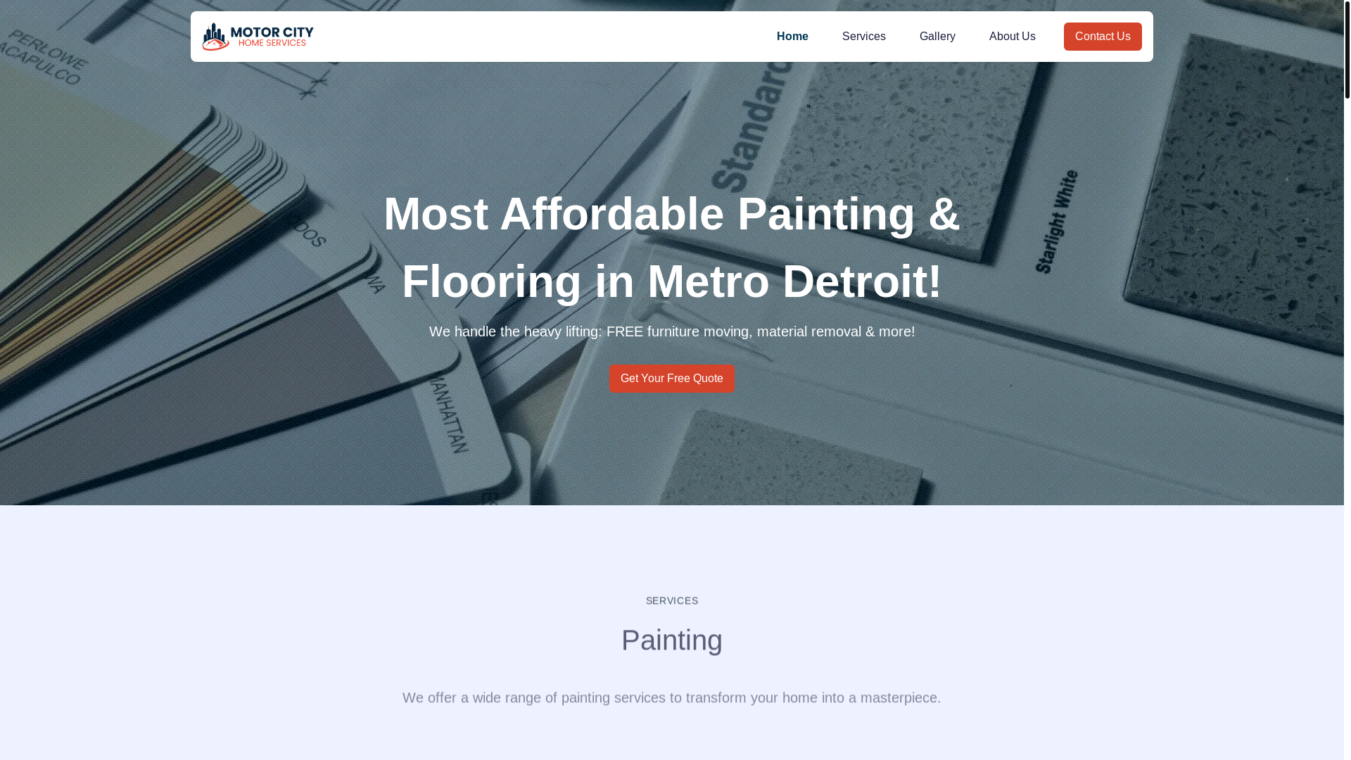 website screenshot of https://motorcityhomeservices.com/