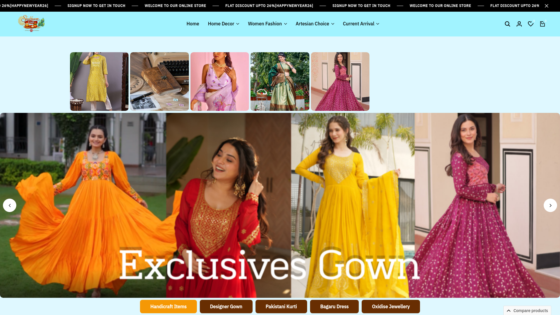 website screenshot of https://shubhaomcraft.com/