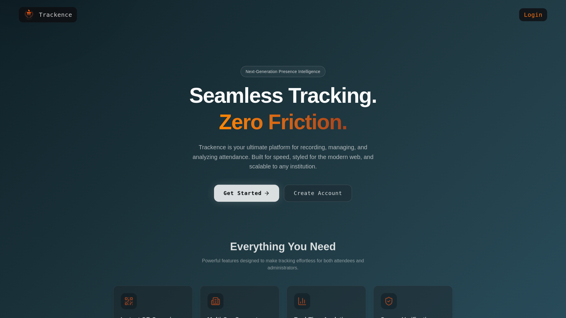 website screenshot of https://trackence.app/
