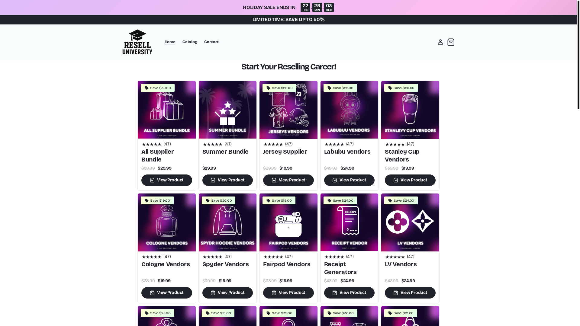 website screenshot of https://reselluniversity.us/