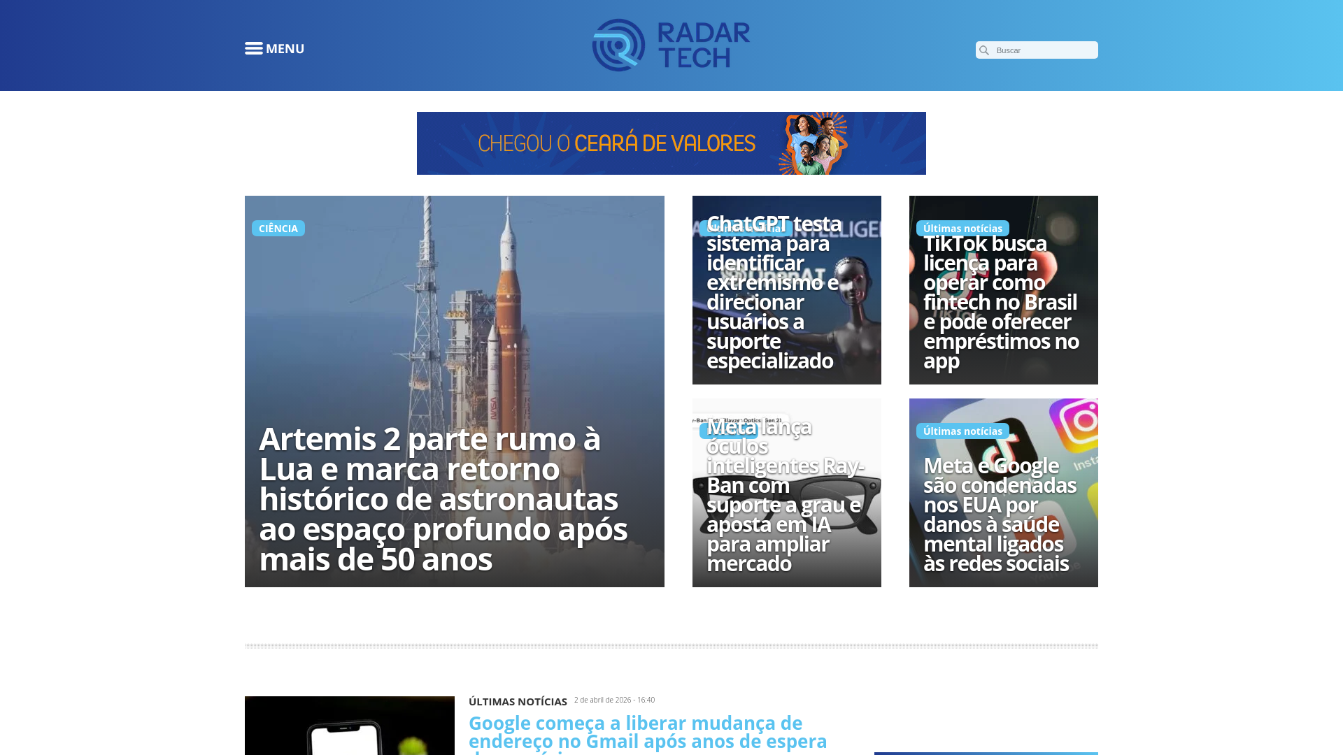 website screenshot of https://oradartech.com.br