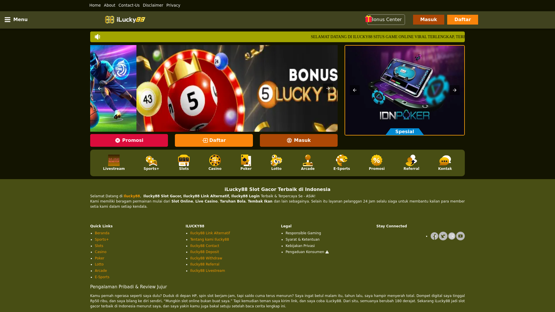 website screenshot of https://ilucky88utama.pages.dev/