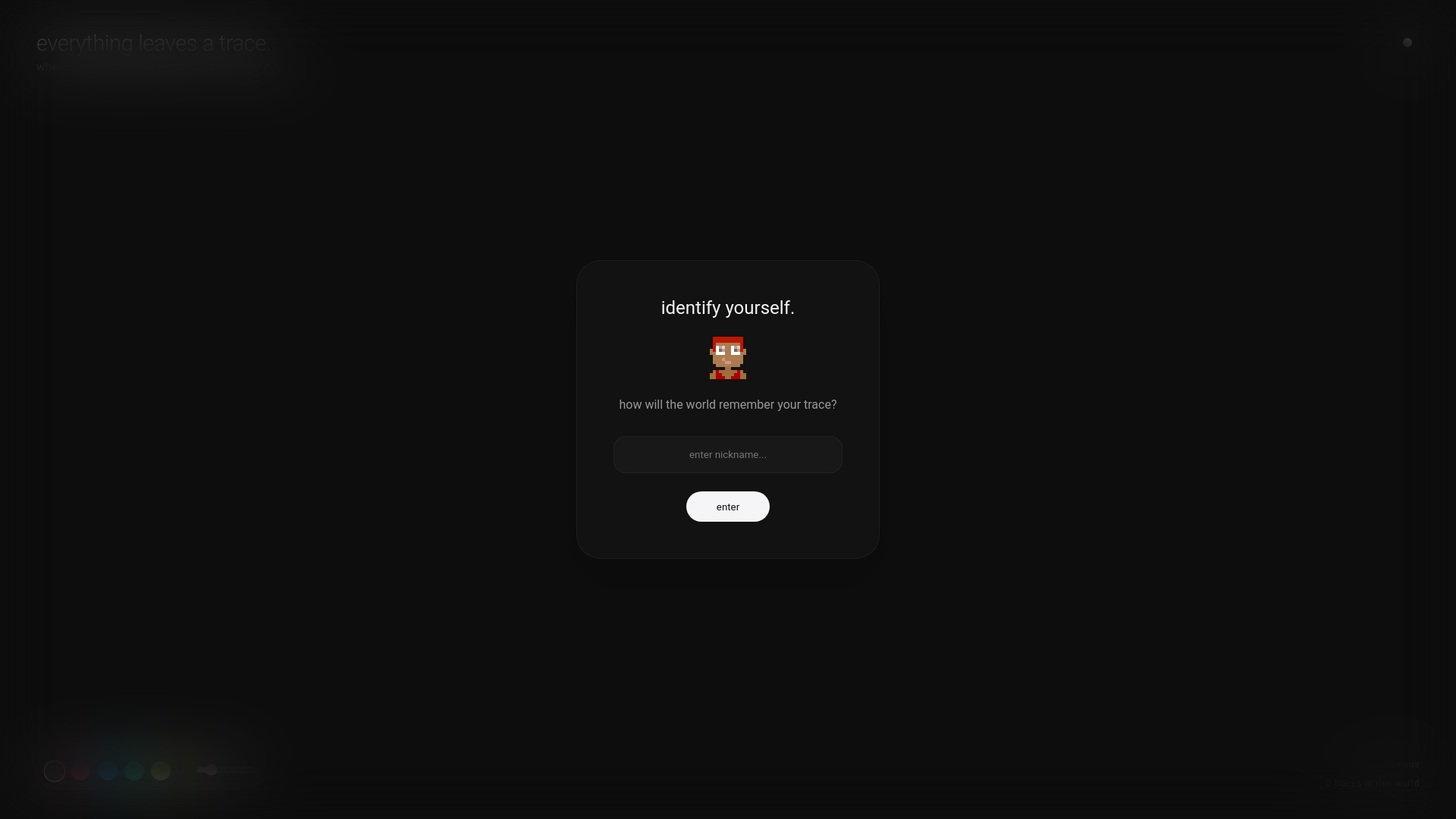 website screenshot of https://leave-a-trace.pages.dev/