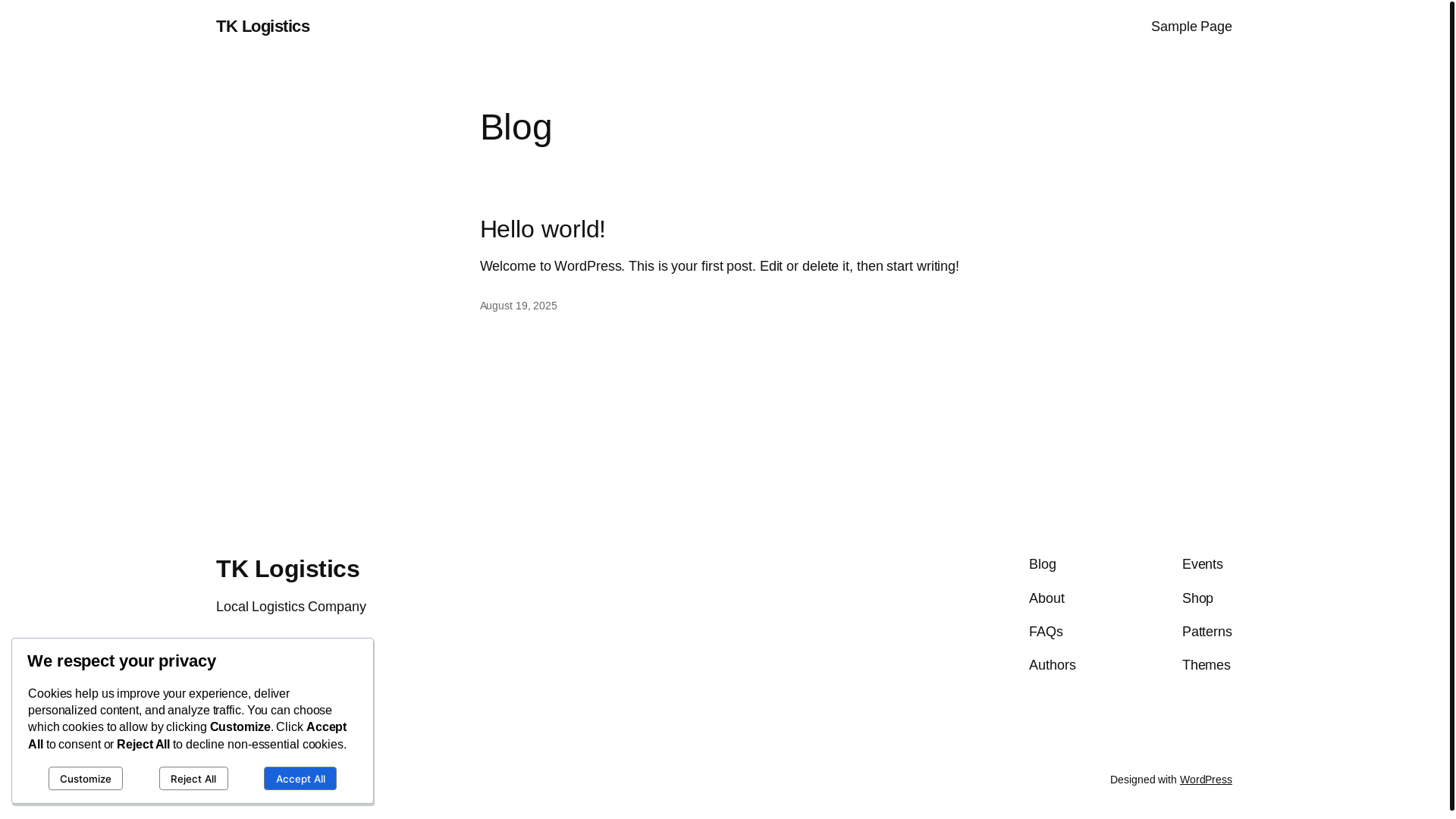 website screenshot of https://tklogistics.ca/