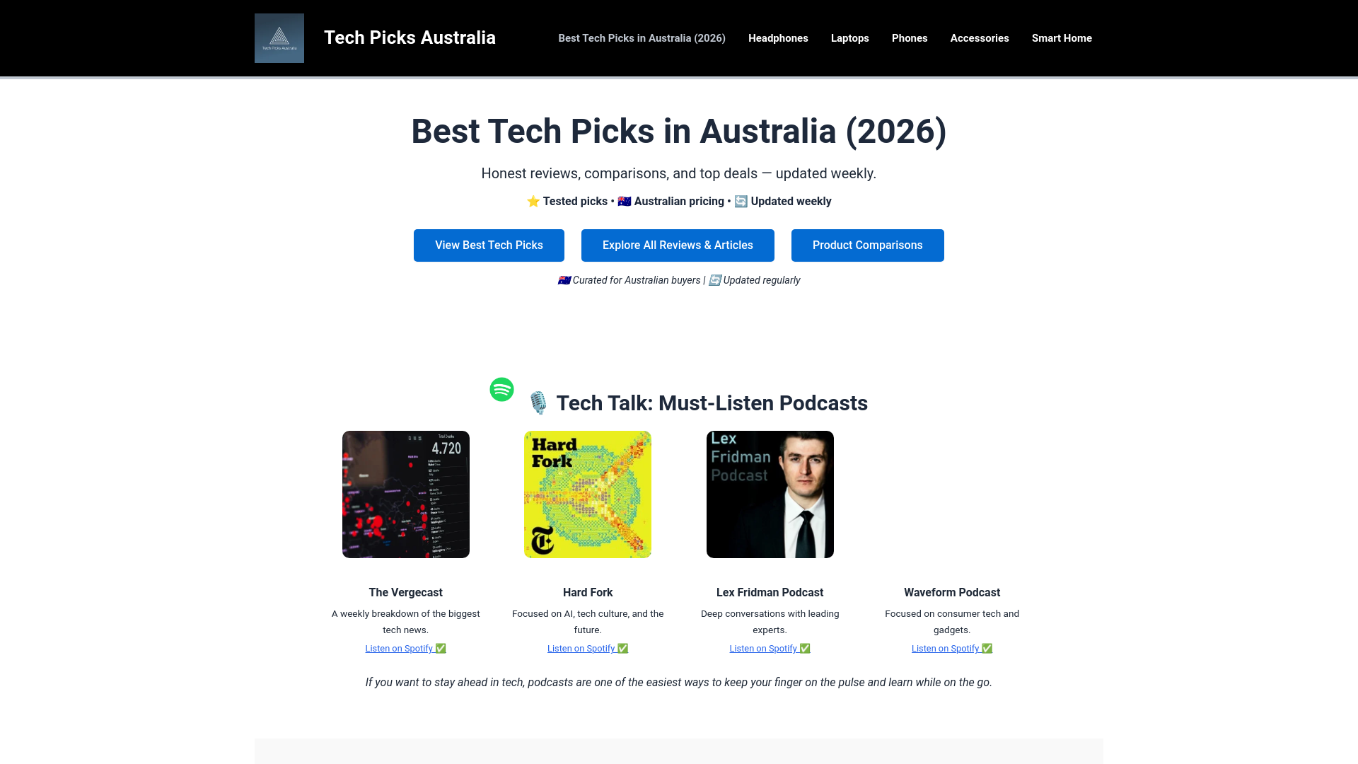 website screenshot of https://techpicksau.com.au