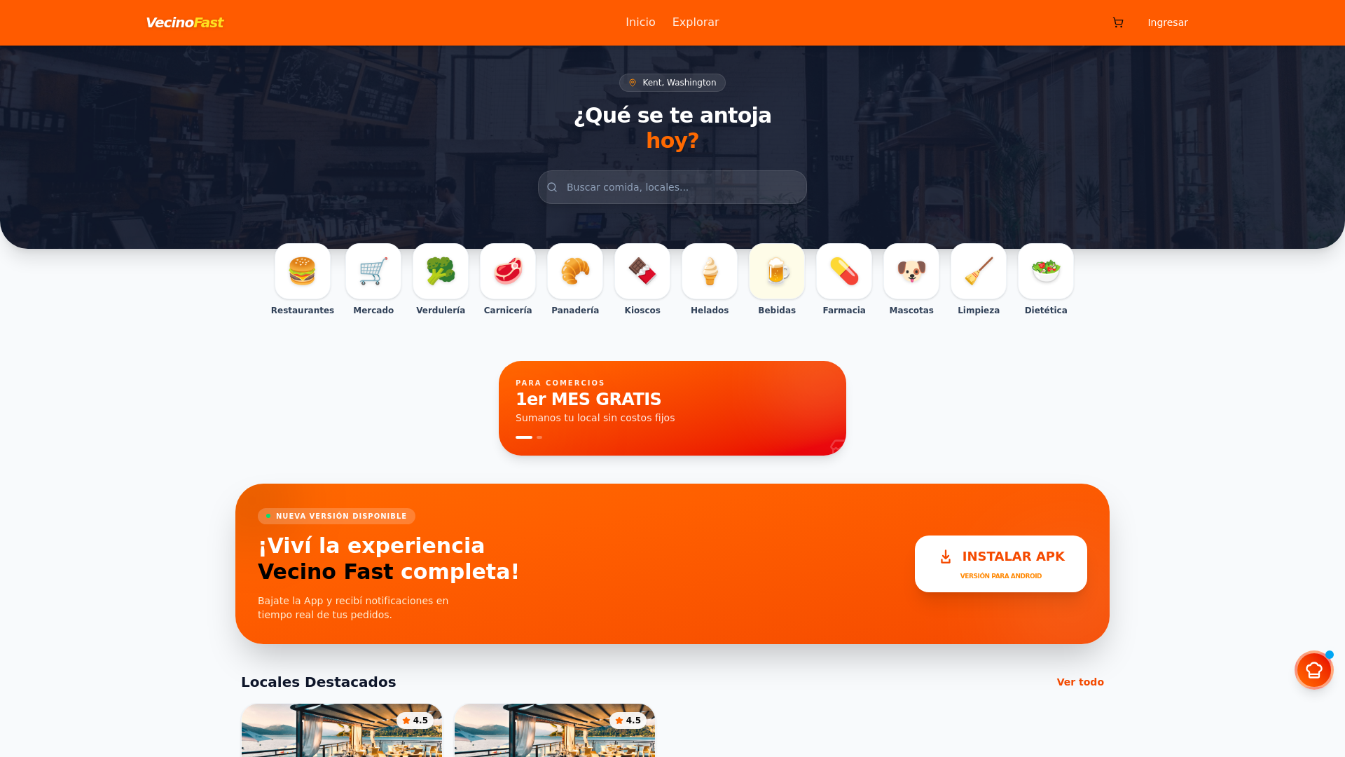 website screenshot of https://vecinofast.com/