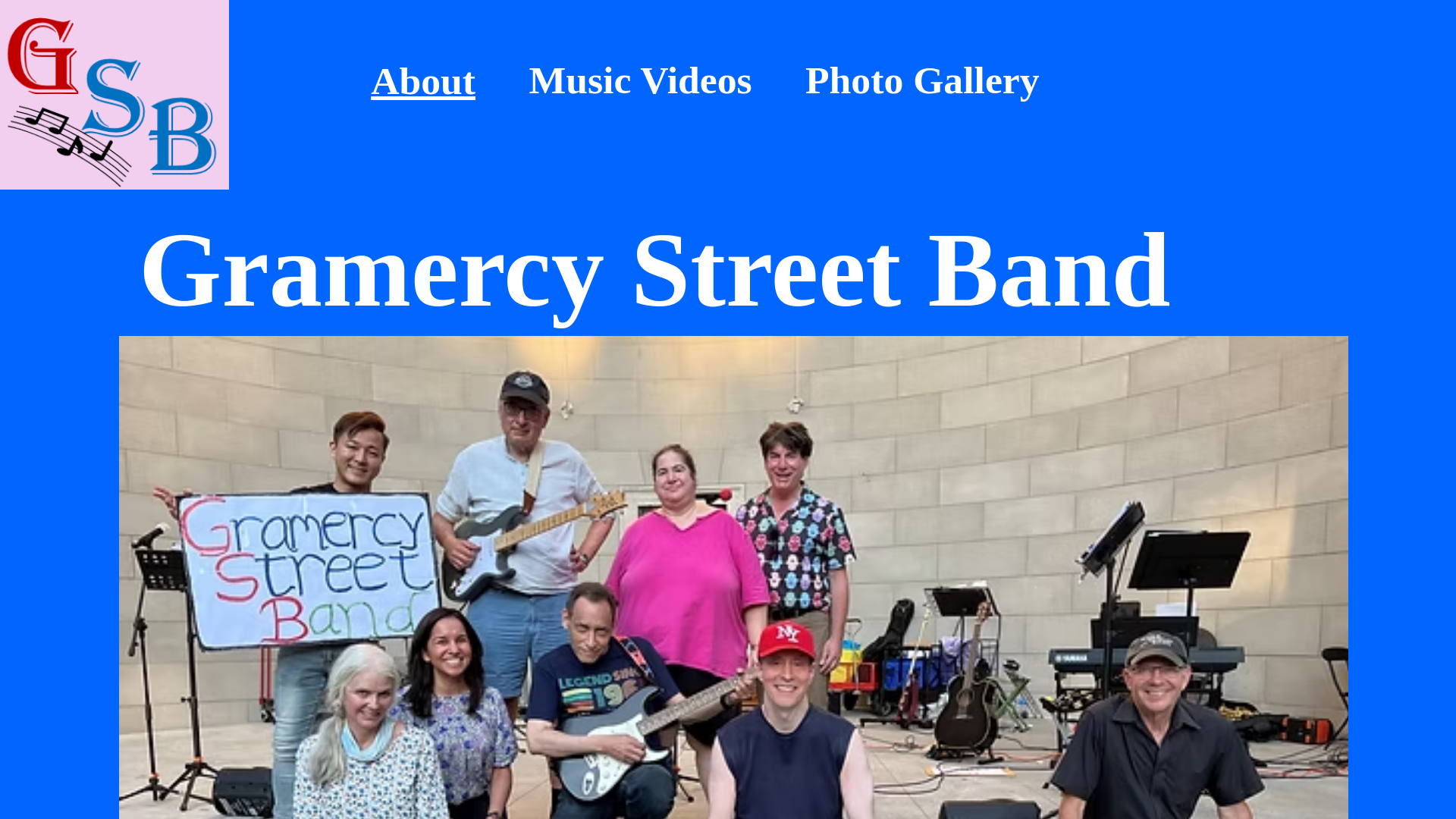 website screenshot of https://gramercystreetband.org