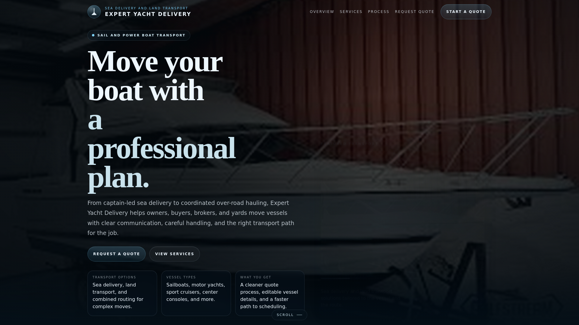 website screenshot of https://expertyachtdelivery.com/