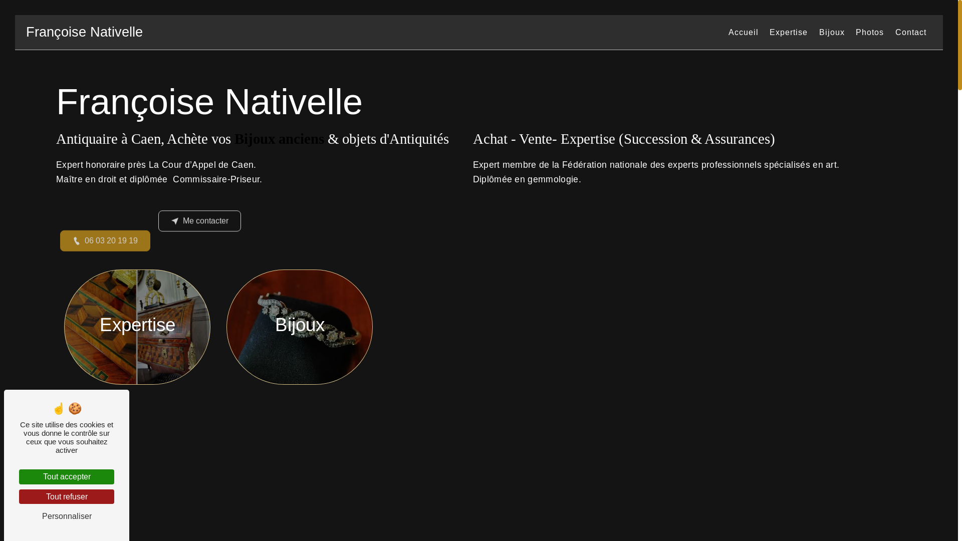 website screenshot of https://achat-antiquite-francoise-nativelle.fr/