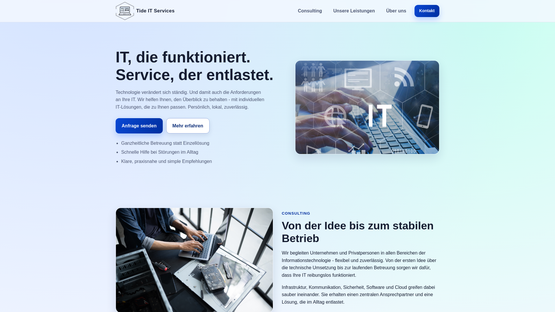 website screenshot of https://tideitservices.de/