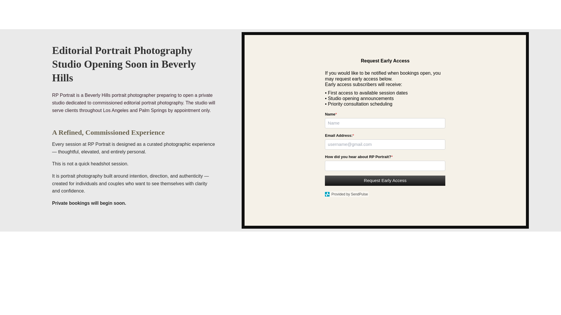 website screenshot of https://beverlyhillsportrait.com/