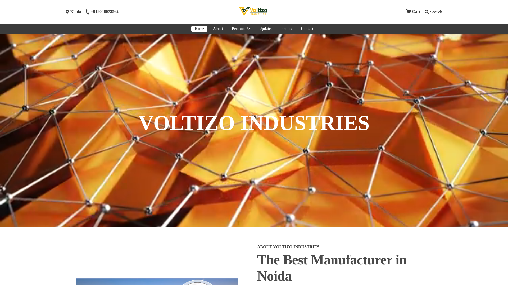 website screenshot of https://voltizoindustries.co.in