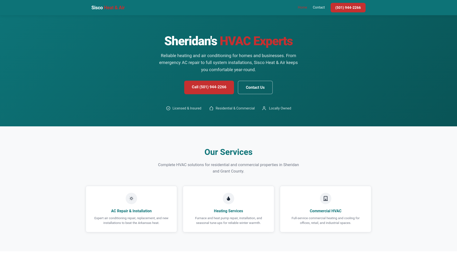 website screenshot of https://sisco-heat-air-preview.pages.dev/