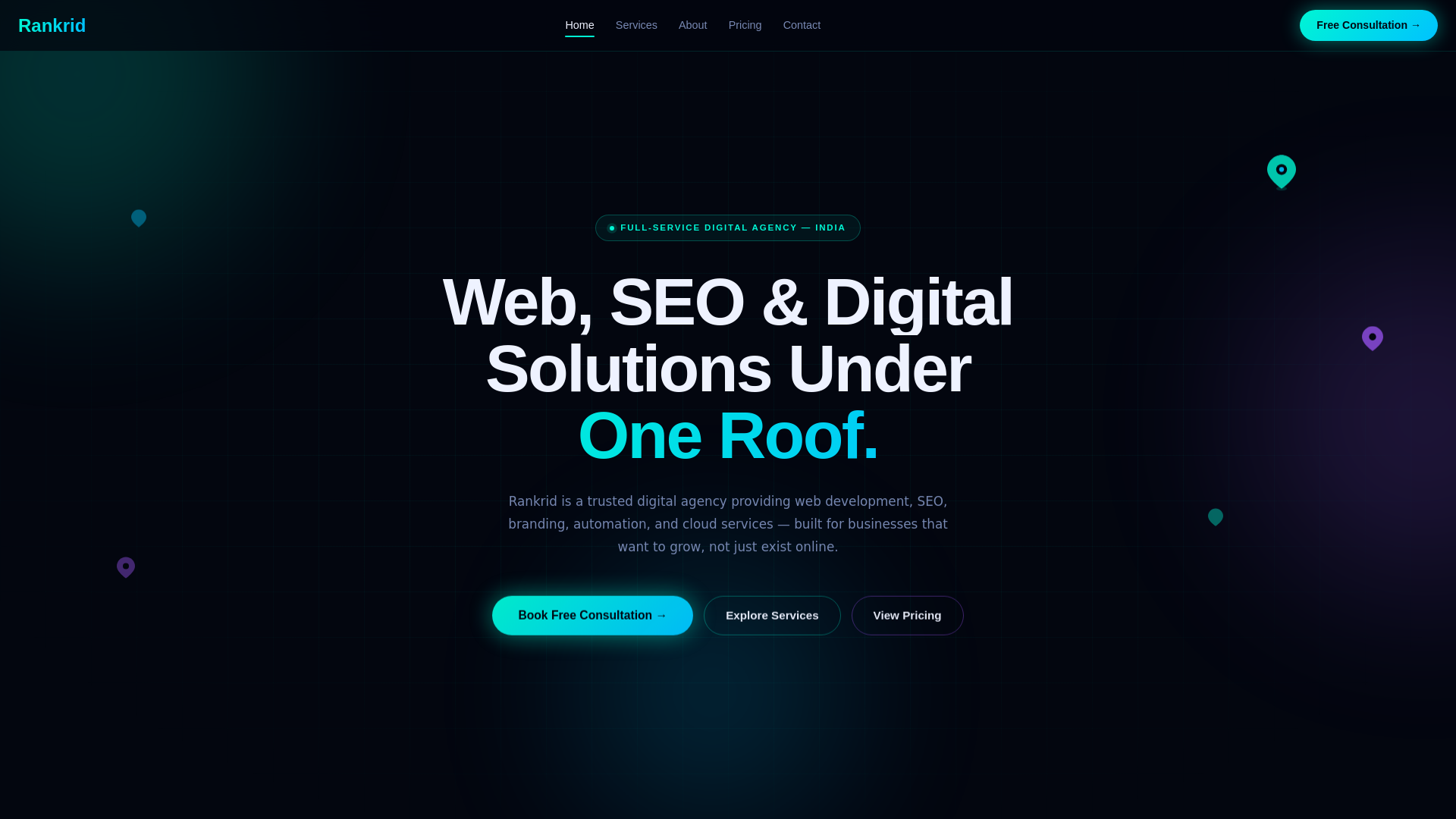 website screenshot of https://rankrid.in/