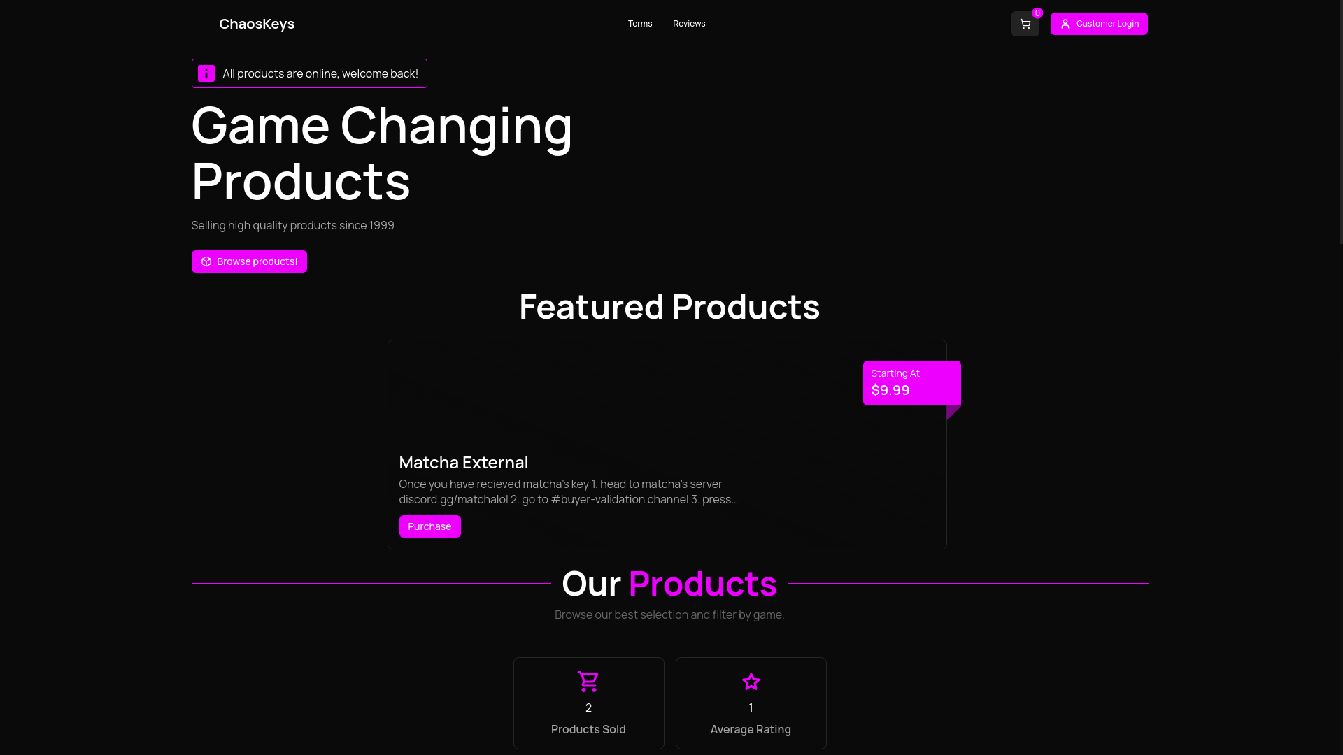 website screenshot of https://chaoskeys.cc/