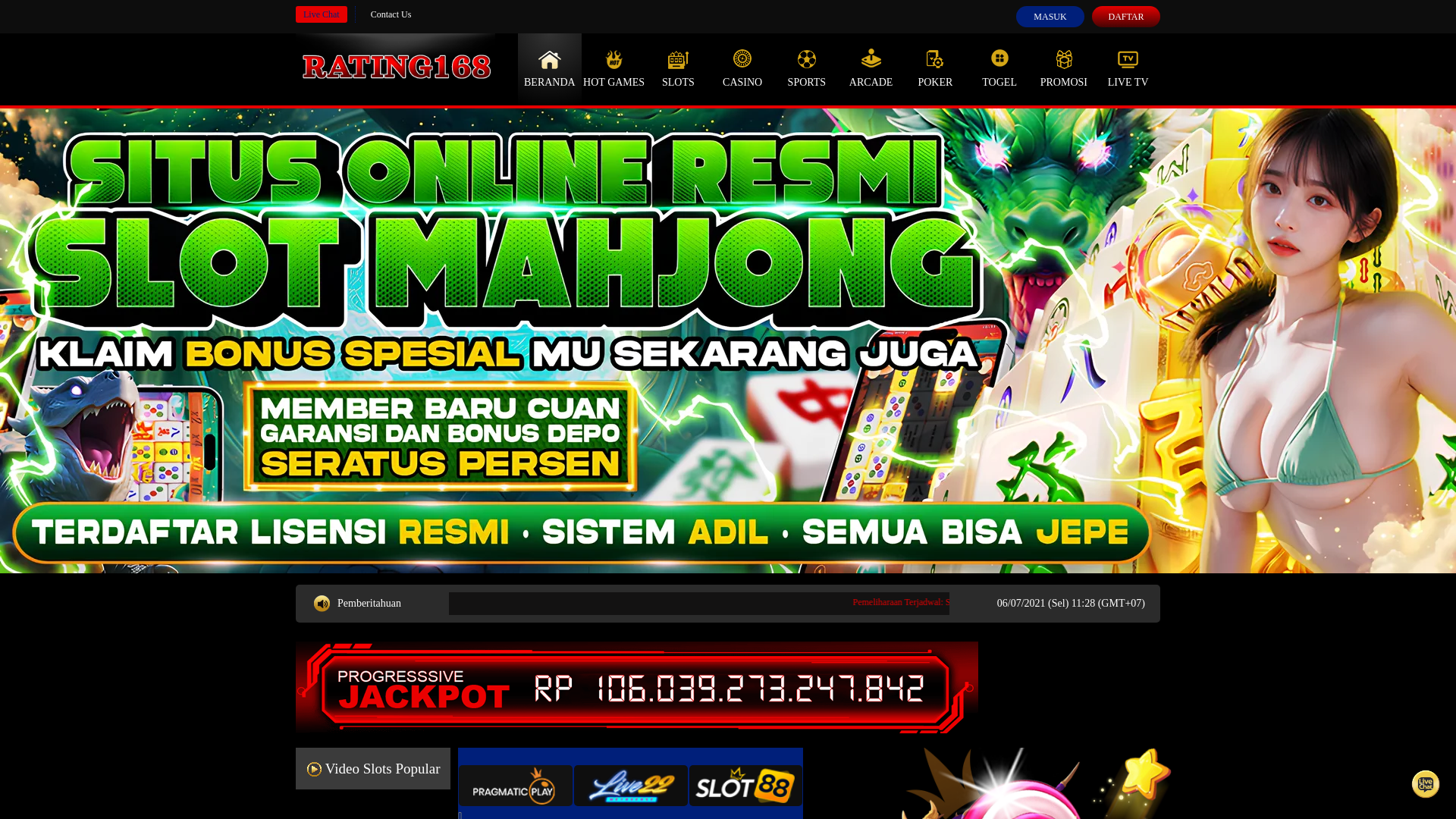 website screenshot of https://rating168.com/