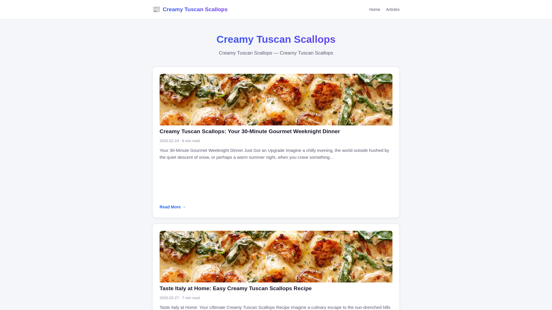 website screenshot of https://creamy-tuscan-scallops.pages.dev/