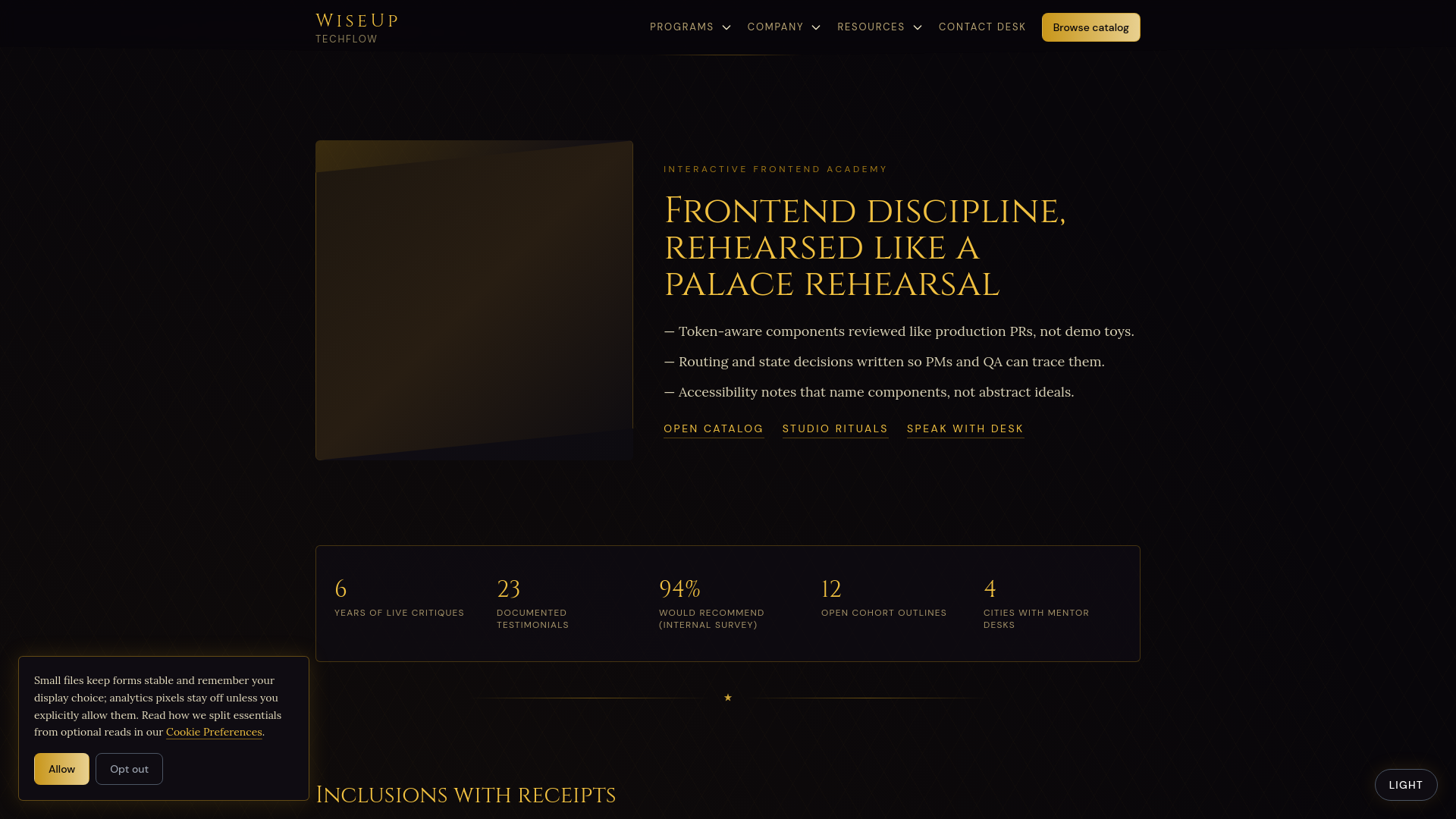 website screenshot of https://wiseuptechflow.one/