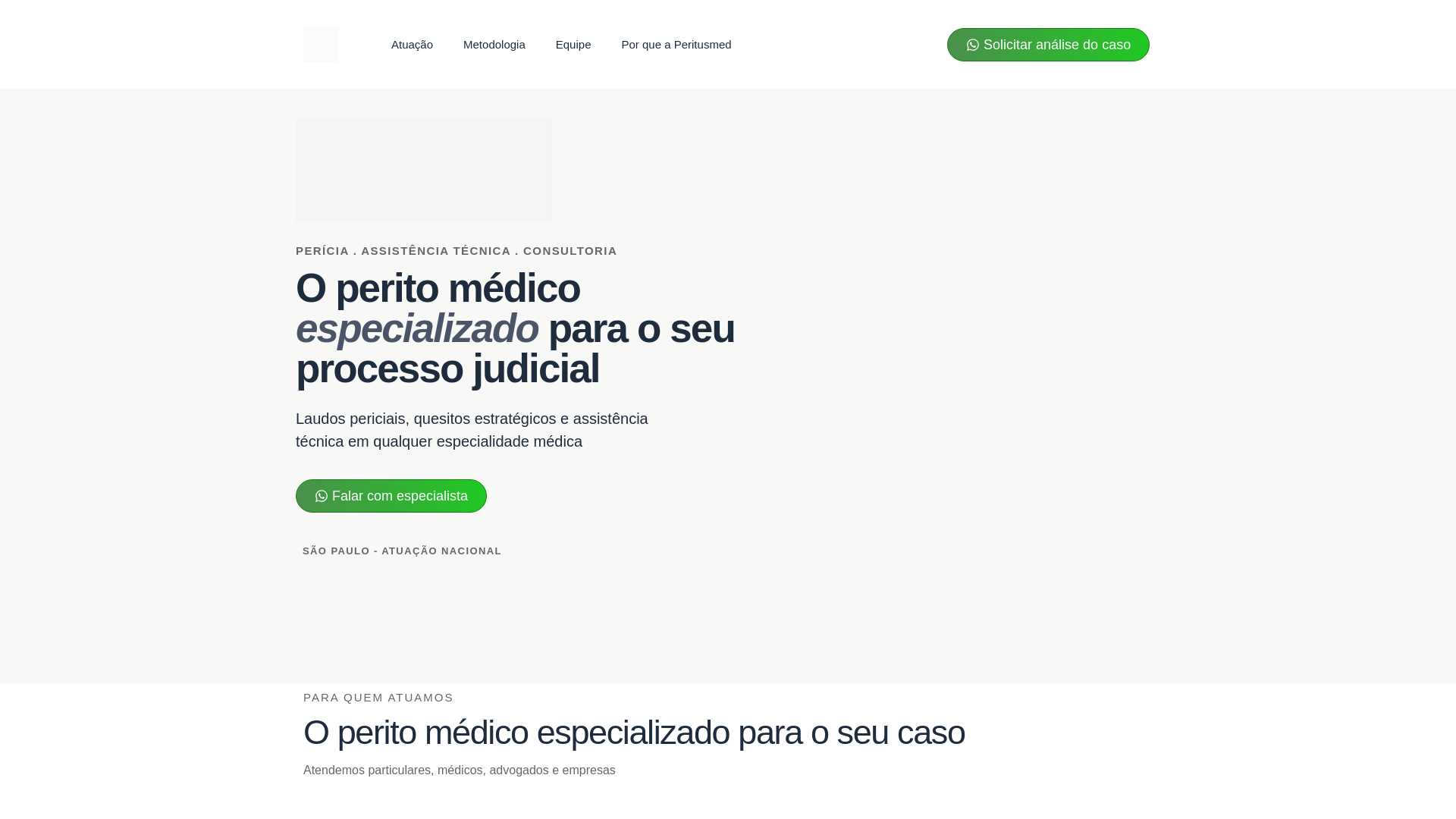 website screenshot of https://peritusmed.com.br