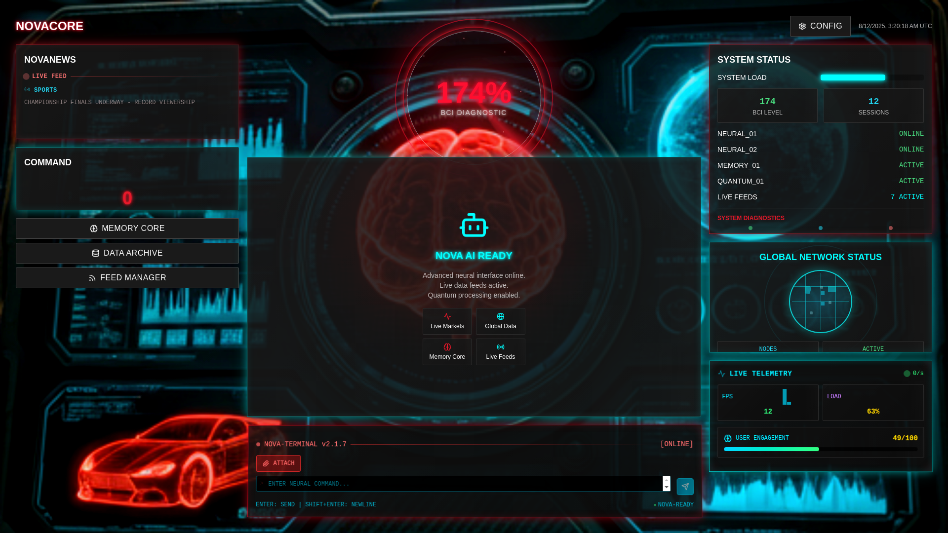 website screenshot of https://novacore.center/