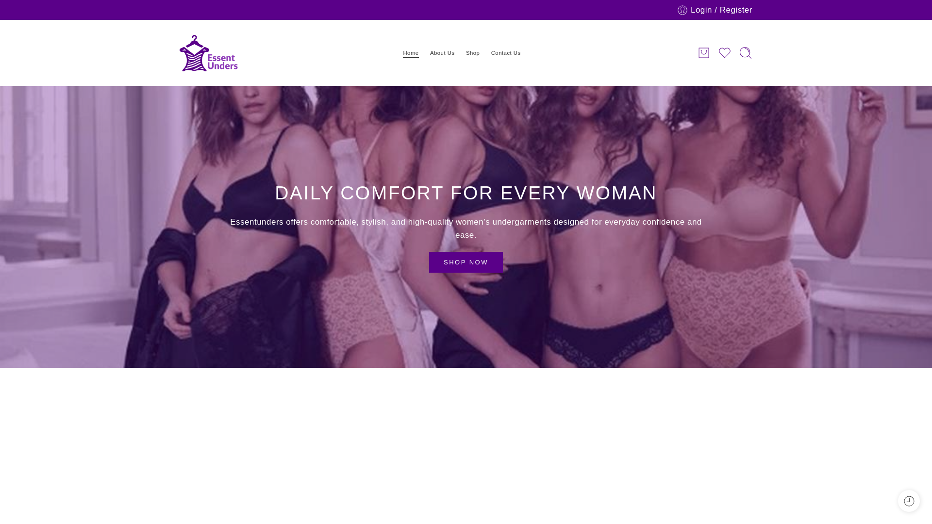 website screenshot of https://essentunders.com/