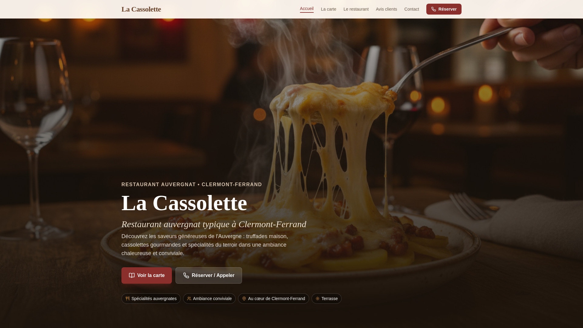 website screenshot of https://lacassolette-clermont.fr/