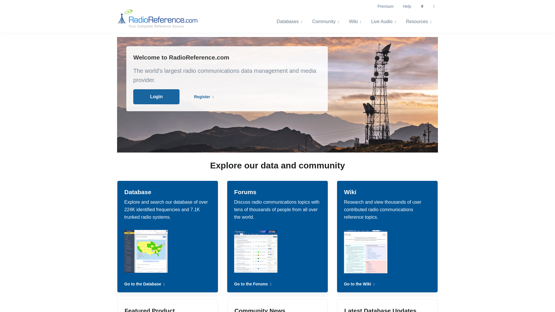 website screenshot of https://www.radioreference.com/