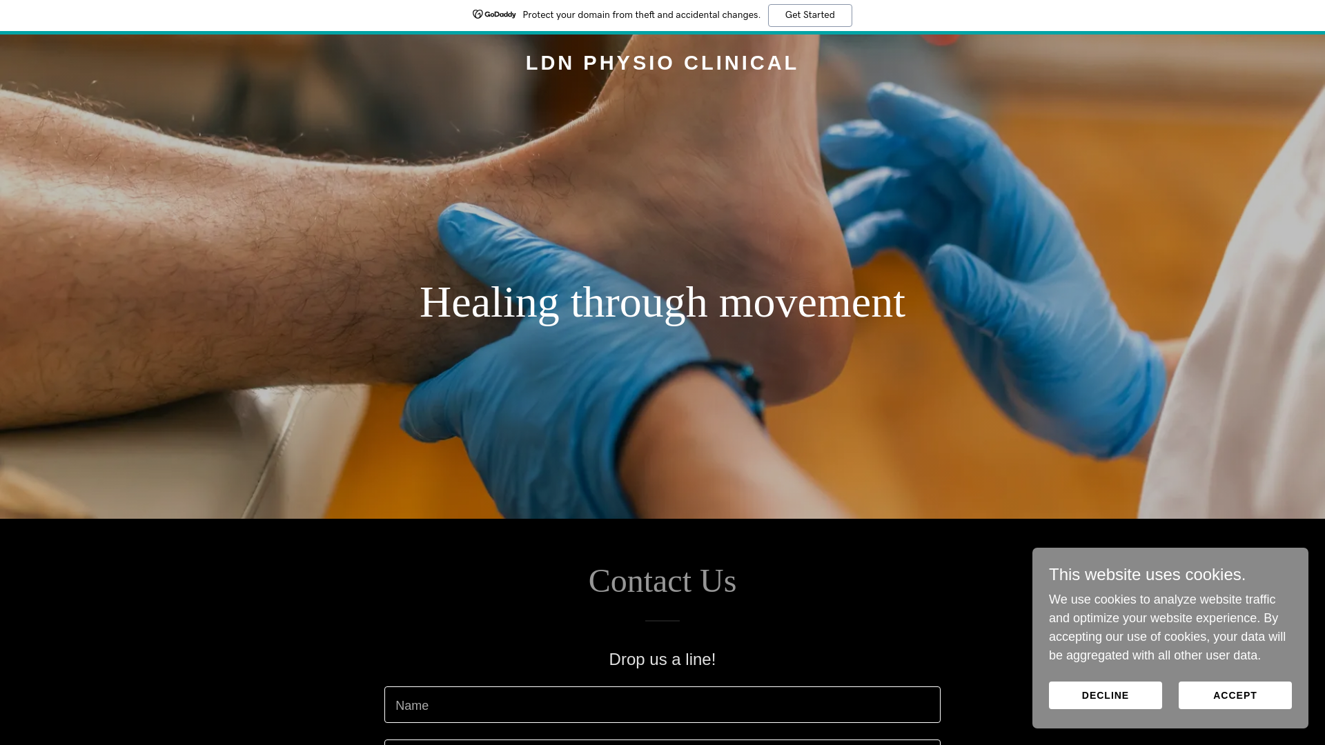 website screenshot of https://ldnphysio-clinical.co.uk/