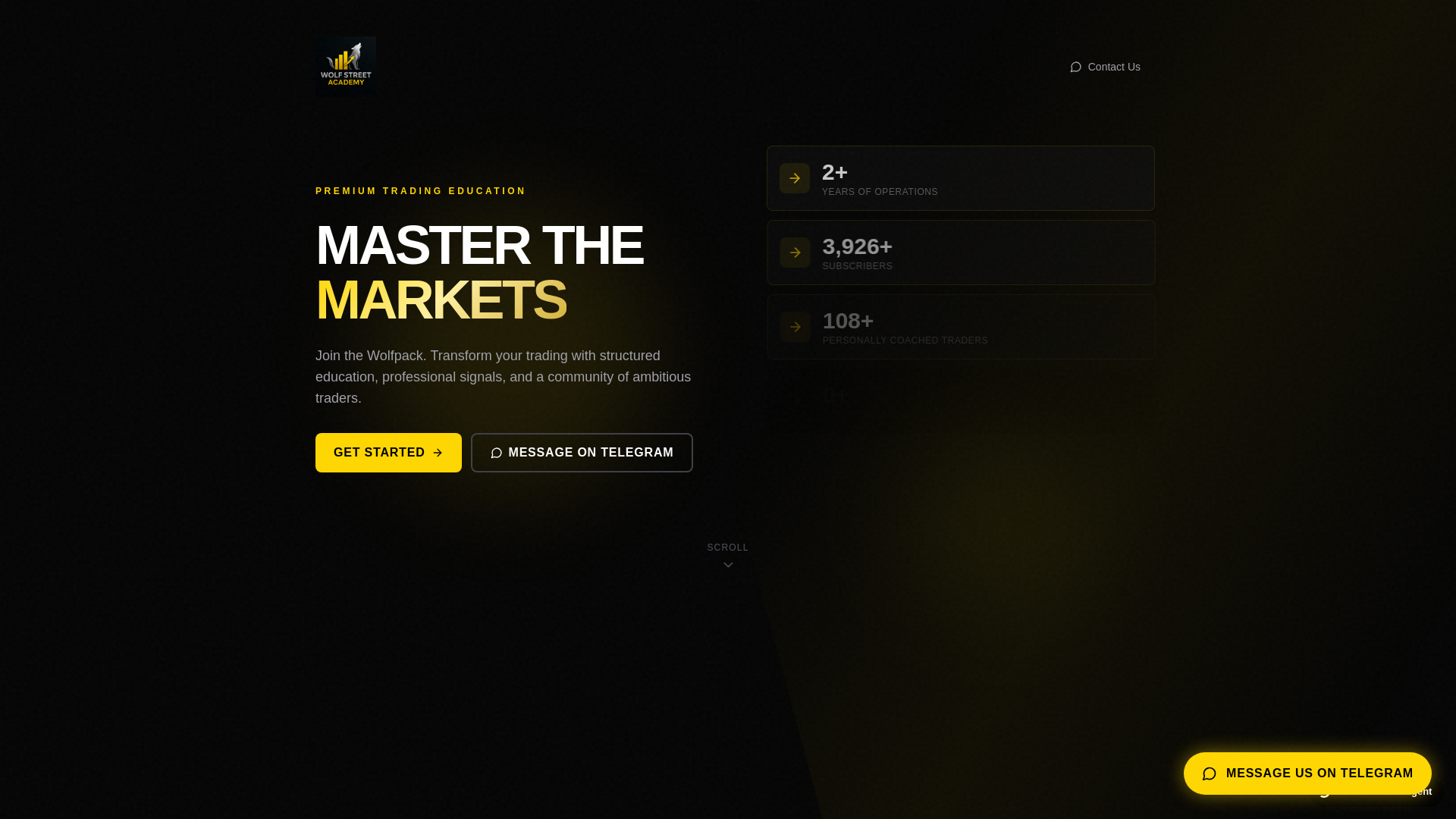 website screenshot of https://wolfstreetacademy.io/