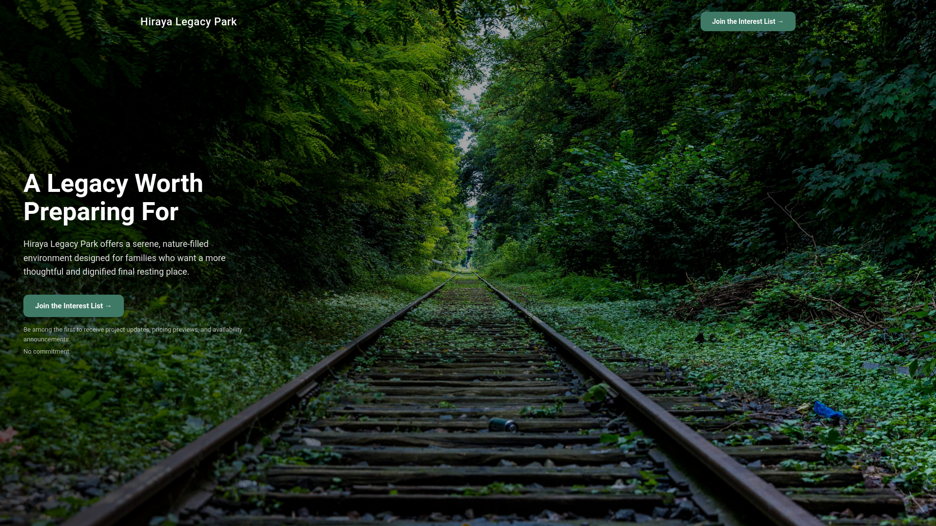 website screenshot of https://hirayalegacypark.pages.dev/