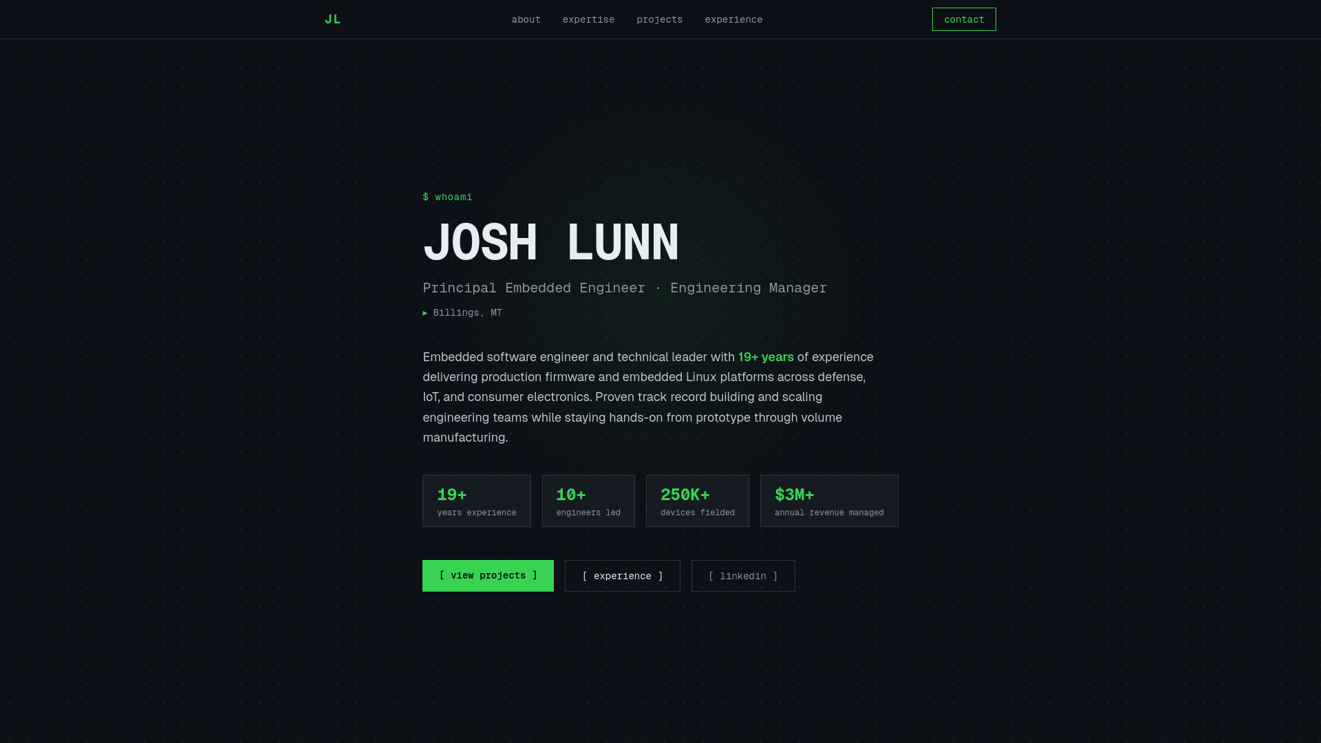 website screenshot of https://joshlunn-com.pages.dev/