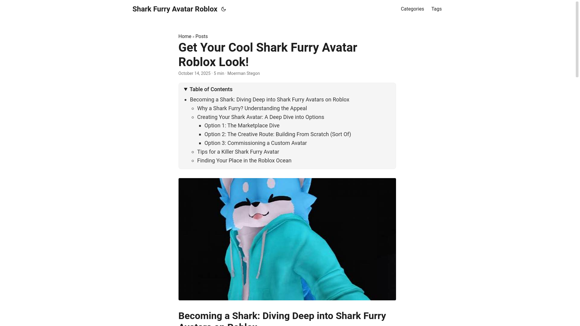 website screenshot of https://shark-furry-avatar-roblox.pages.dev/